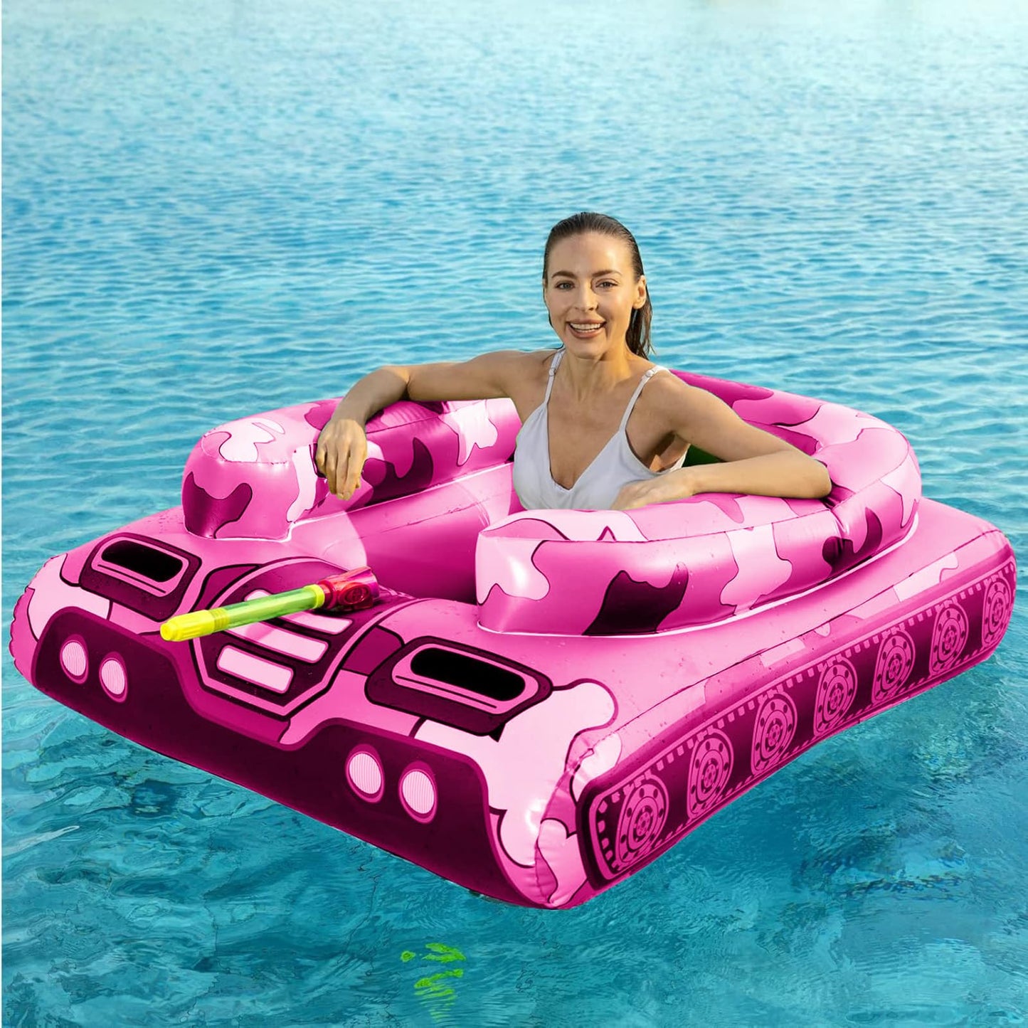 Jasonwell Inflatable Tank Pool Float with Water Cannon – Fun Pool Toy for Adults and Kids