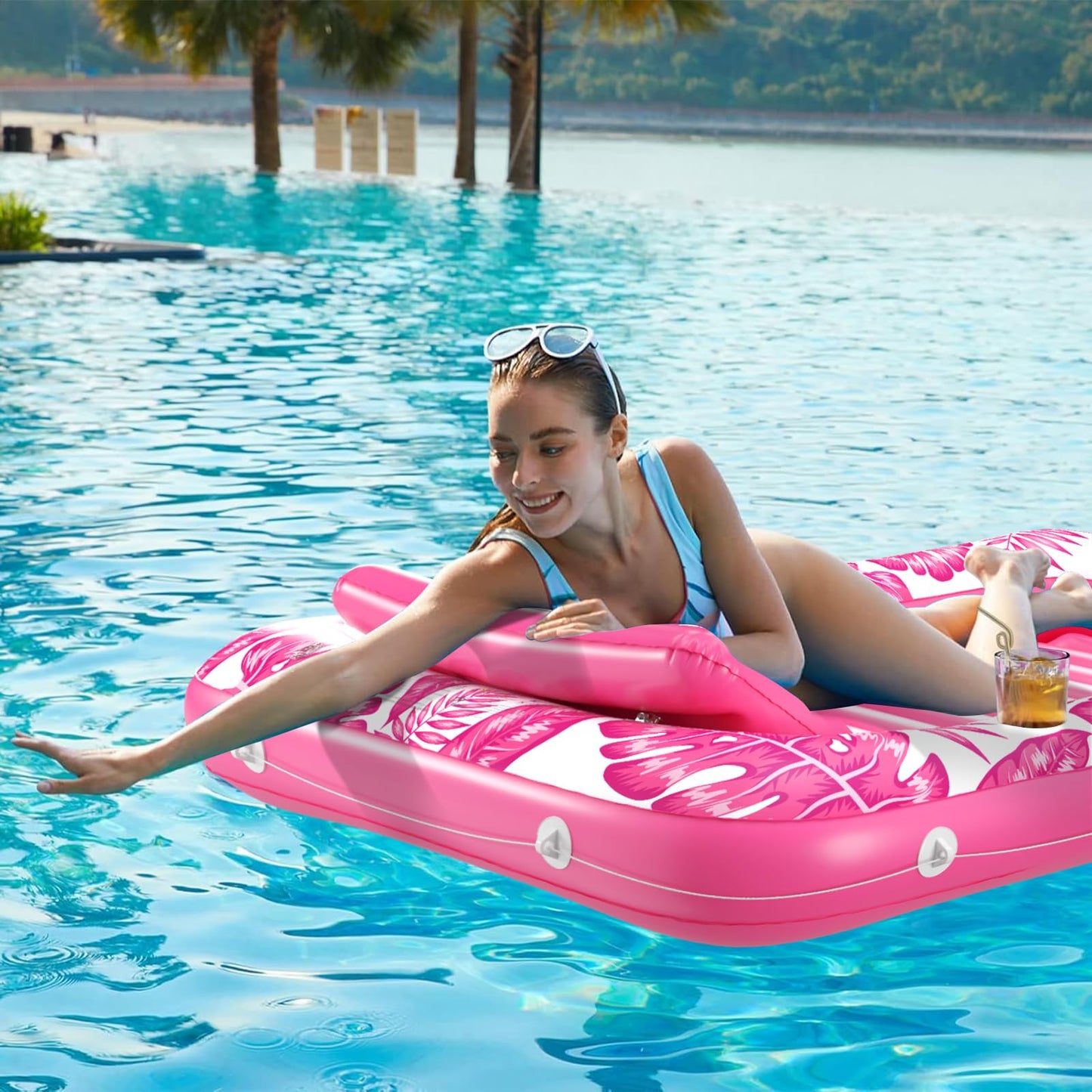 Jasonwell Inflatable Tanning Pool Lounger – 4 in 1 Sun Tan Tub for Pool, Beach & Lake