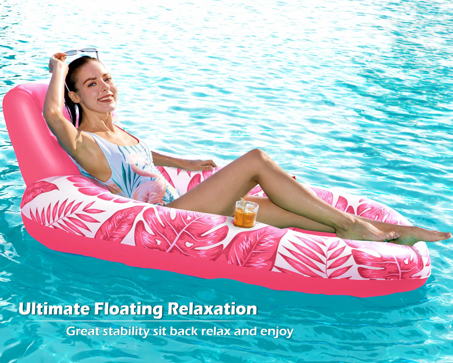 Jasonwell Inflatable Pool Float Adult – Lounger with Cup Holders & Cooling Mesh