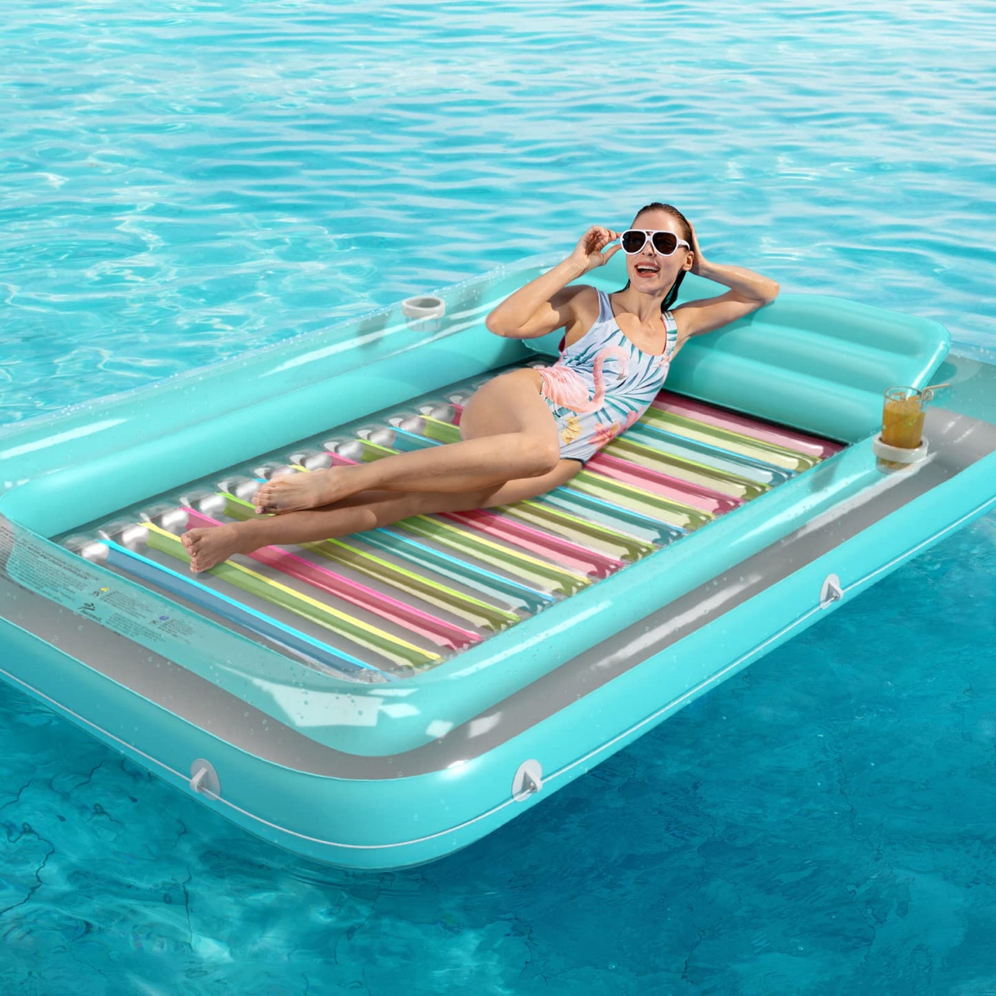 Jasonwell 4-in-1 Inflatable Tanning Pool Lounger Float | Sun Tan Tub & Pool Float