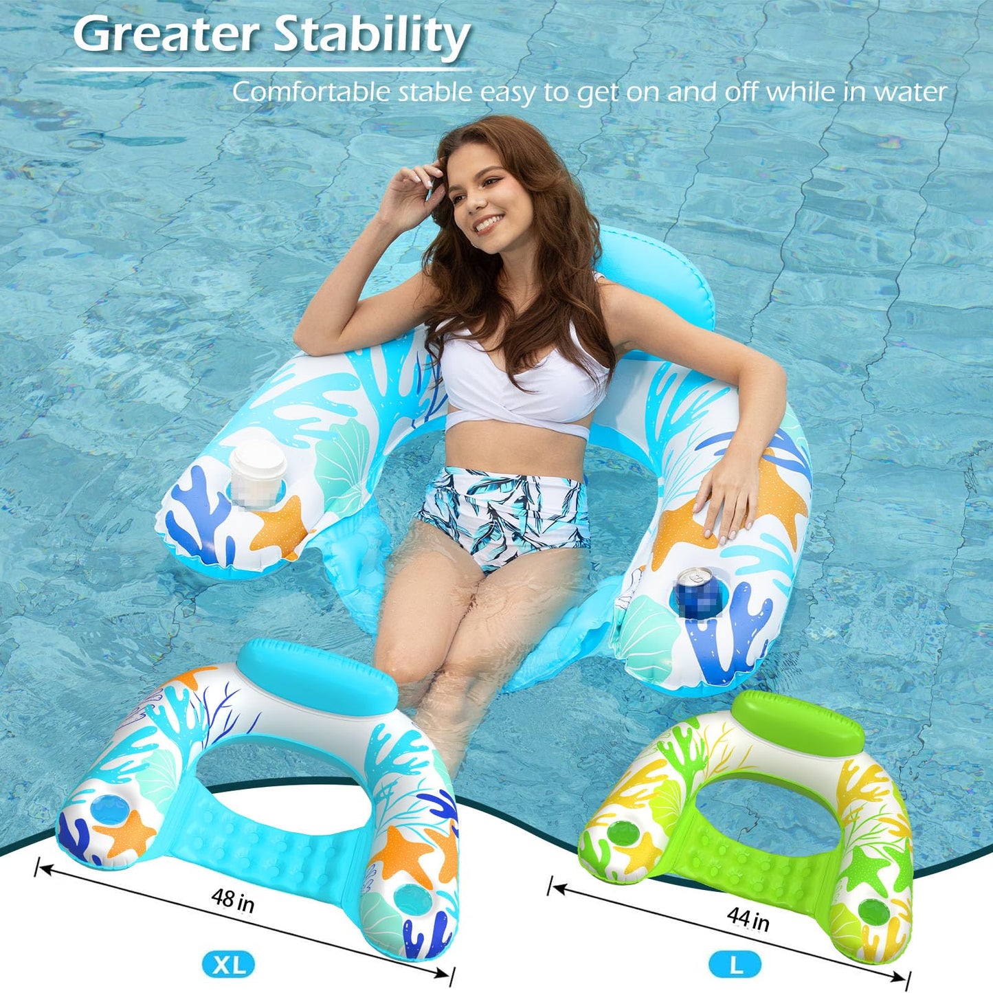 Jasonwell Inflatable Pool Float Chair – Durable Lounge with Cup Holder
