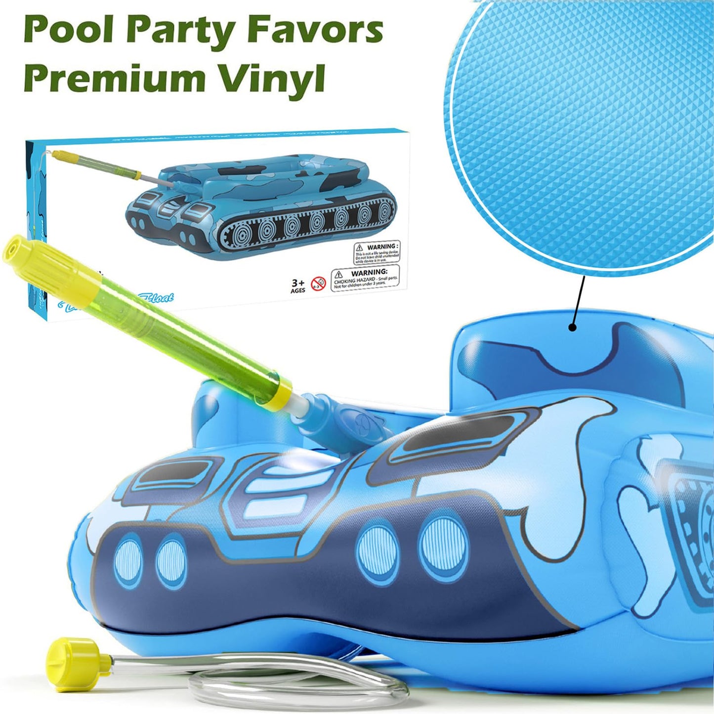 Jasonwell Inflatable Tank Pool Float with Water Cannon – Large Sit-In for Adults & Kids