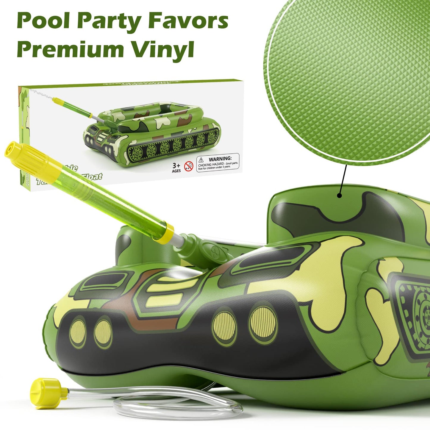 Jasonwell Inflatable Tank Pool Float with Water Cannon for Kids
