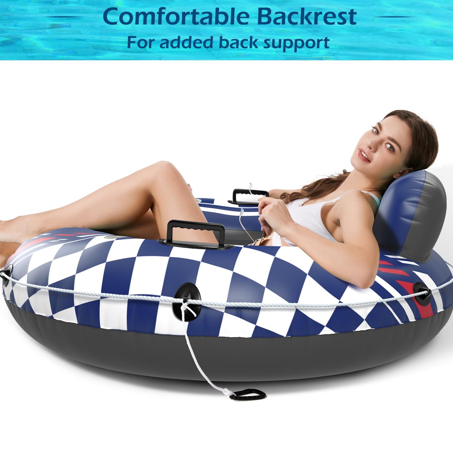 Jasonwell Inflatable River Tube Float – Heavy Duty 47-Inch Lounge with 2 Cup Holders