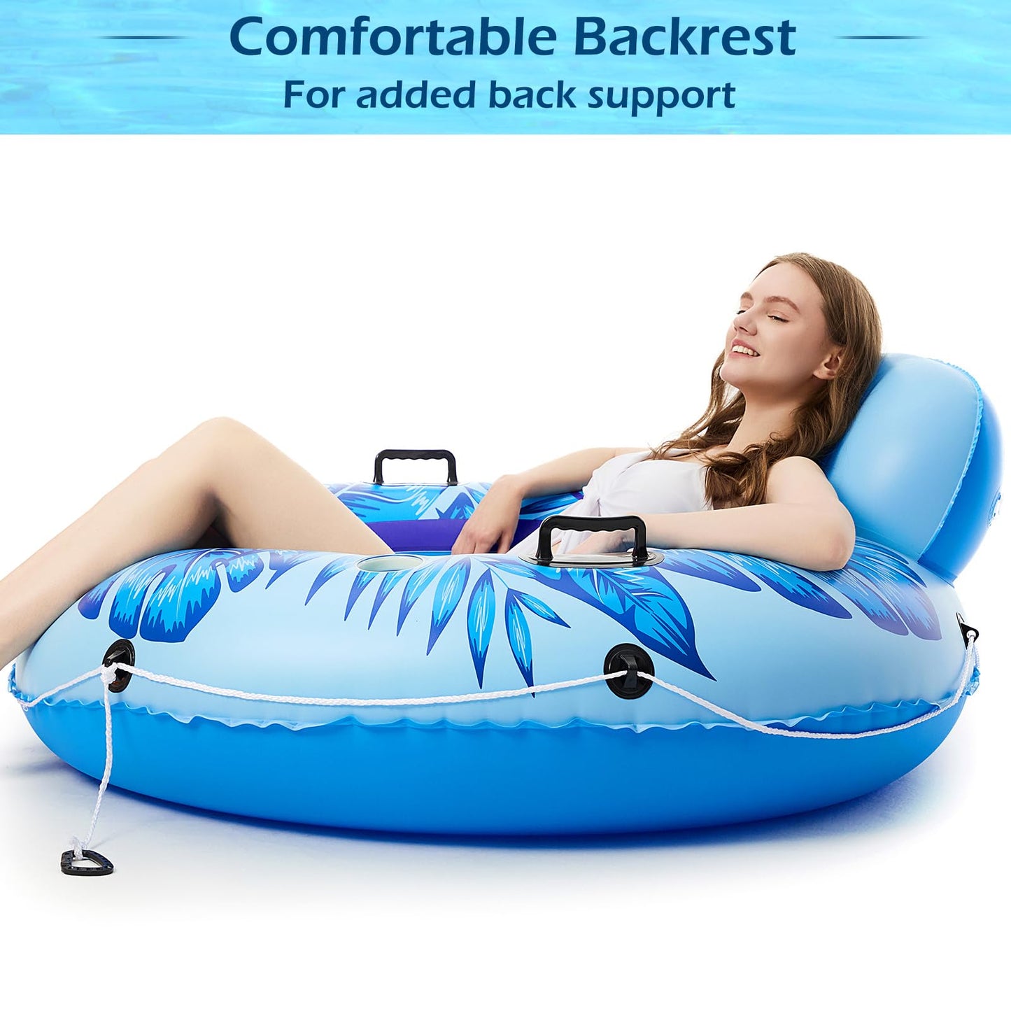 Jasonwell Inflatable River Tube Float Heavy-Duty 53-Inch Lounge with 2 Cup Holders