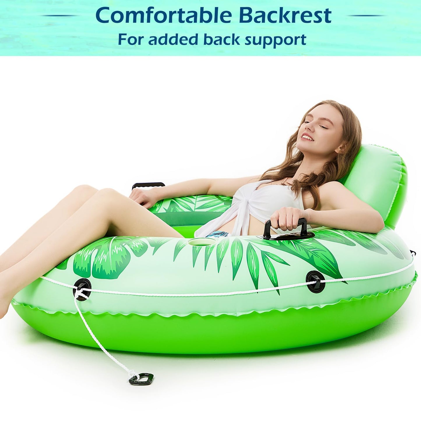 Jasonwell Inflatable River Tube Float – Heavy Duty 53-Inch with 2 Cup Holders