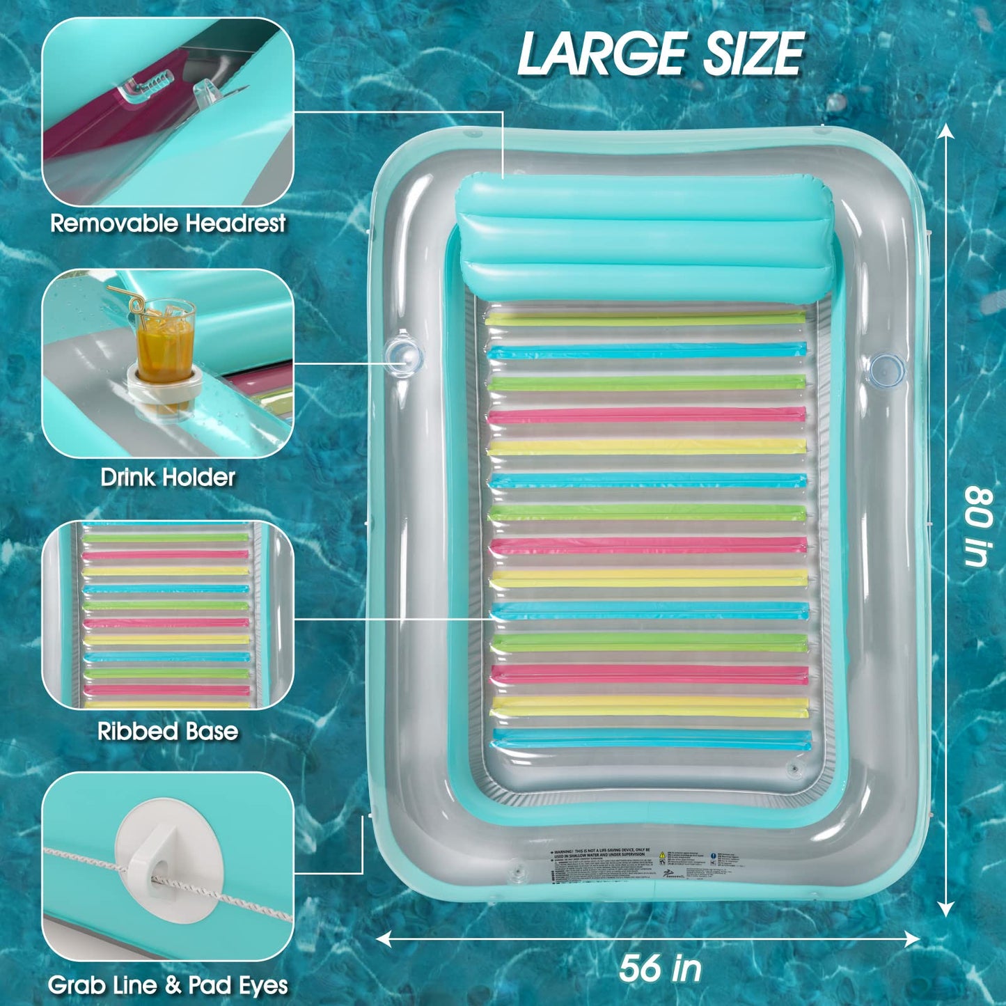 Jasonwell Inflatable Tanning Pool Lounger – 4-in-1 XL Sun Tan Tub for Pool, Beach, or Lake