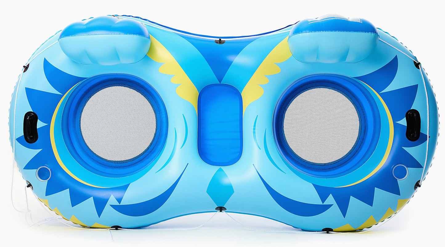 Jasonwell Inflatable River Tube Float - 2 Person Heavy-Duty River Lounge with Removable Cooler & Cup Holders