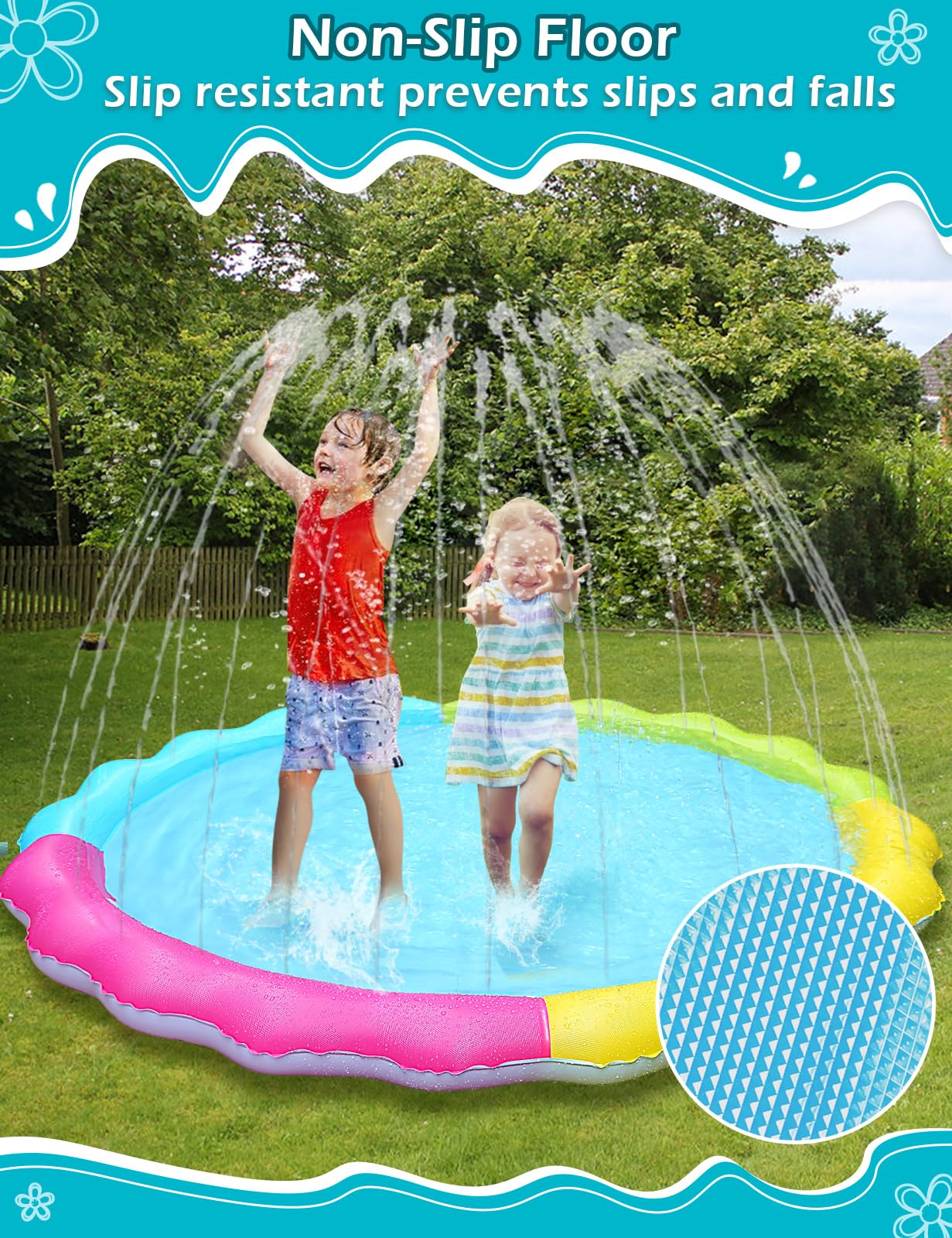 Jasonwell Splash Pad Sprinkler – Safe Outdoor Water Play Mat for Kids & Pets