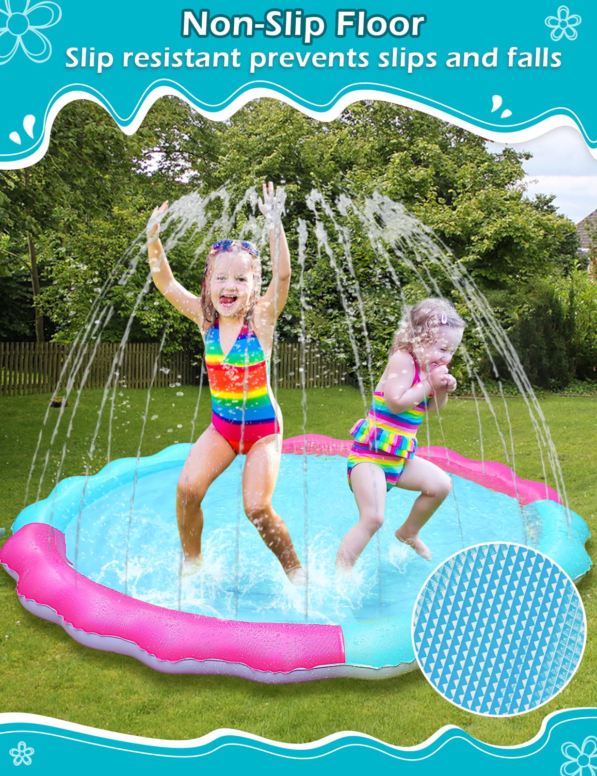 Jasonwell Kids Dog Splash Pad Sprinkler — Non-Slip Outdoor Water Toy for Dogs and Kids
