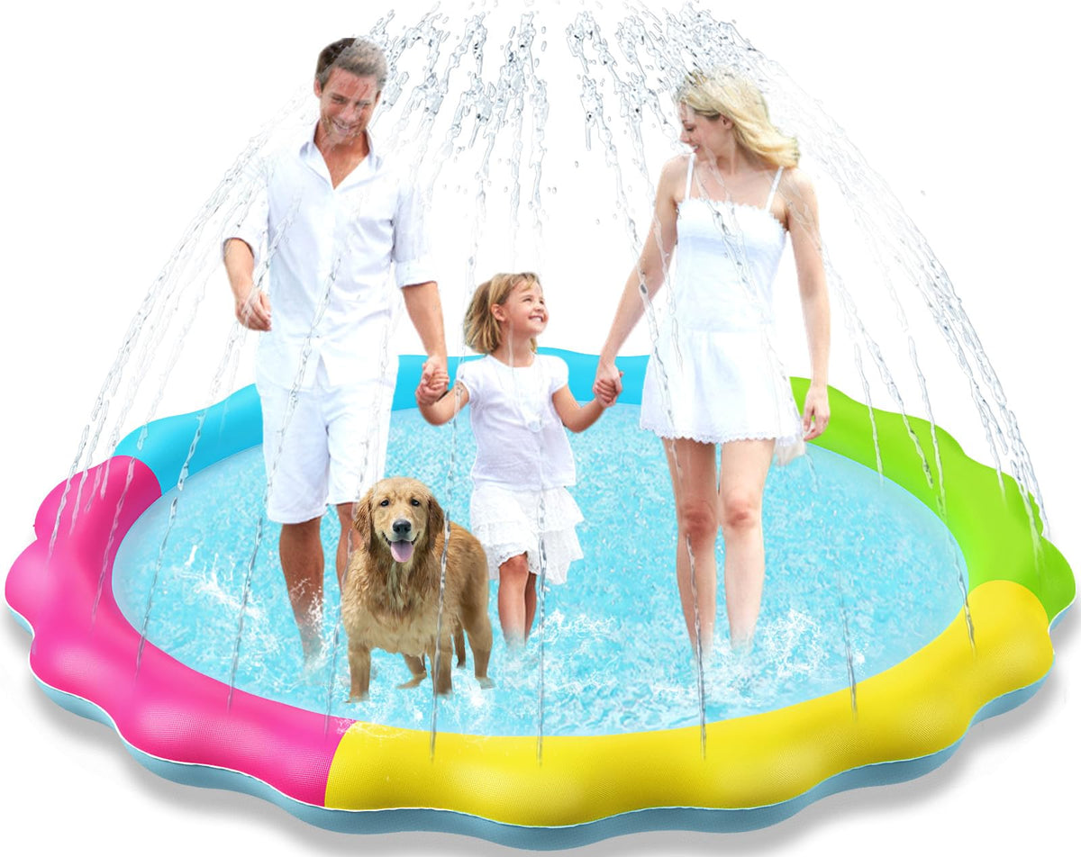 Jasonwell Splash Pad Sprinkler – Non-Slip, Thick Vinyl Outdoor Water Play Mat for Kids & Pets