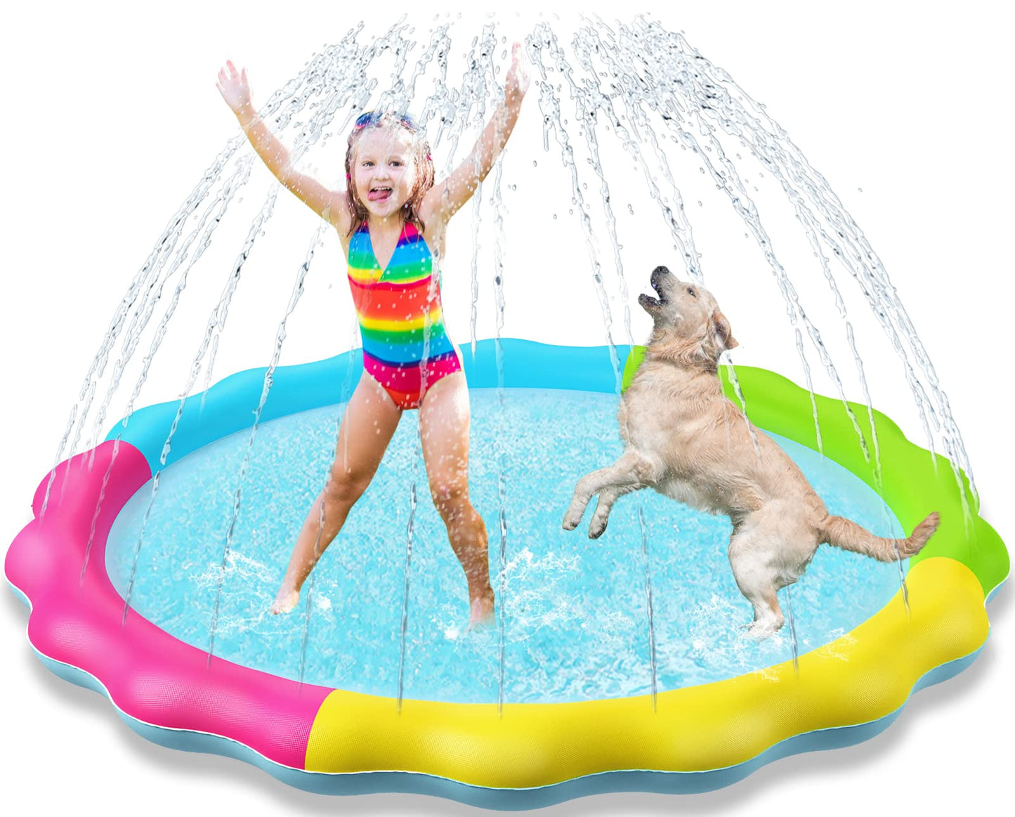 Jasonwell Splash Pad Sprinkler – Safe Outdoor Water Play Mat for Kids & Pets