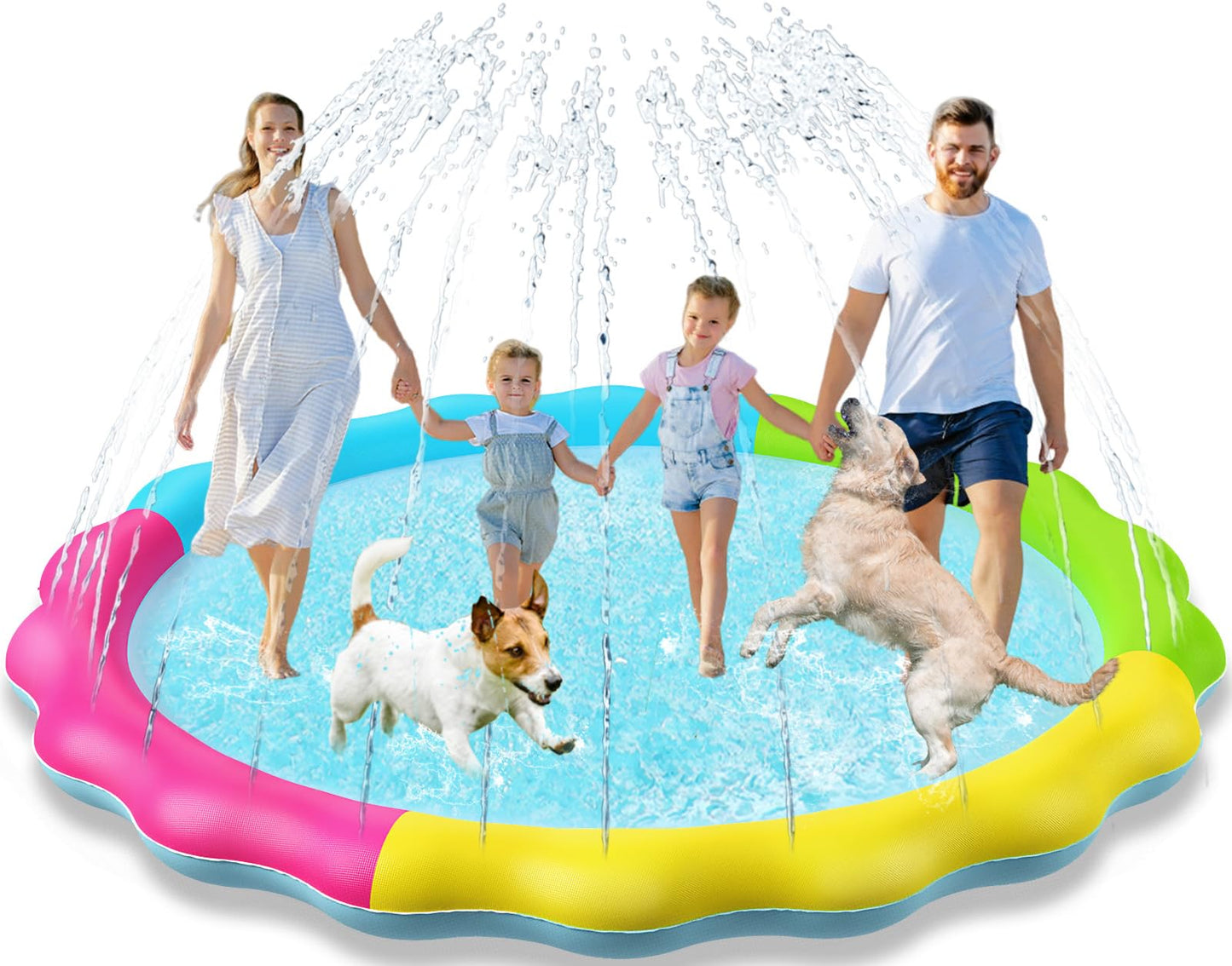 Jasonwell Splash Pad Sprinkler | Non-Slip Outdoor Water Play Mat for Kids & Dogs