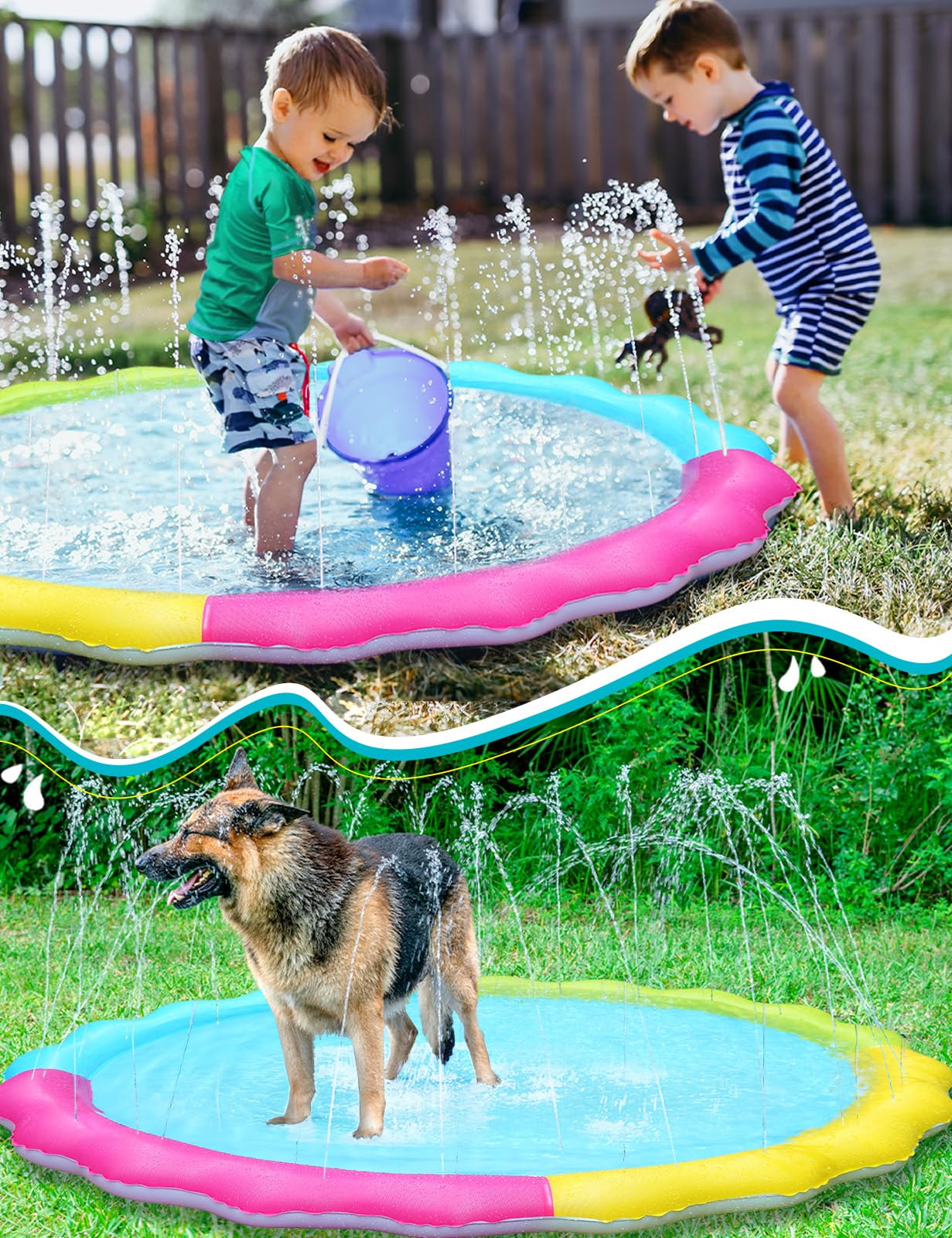 Jasonwell Splash Pad Sprinkler – Durable Outdoor Water Play Mat