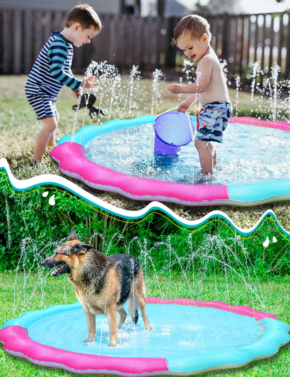 Jasonwell Kids Dog Splash Pad Sprinkler — Non-Slip Outdoor Water Toy for Dogs and Kids