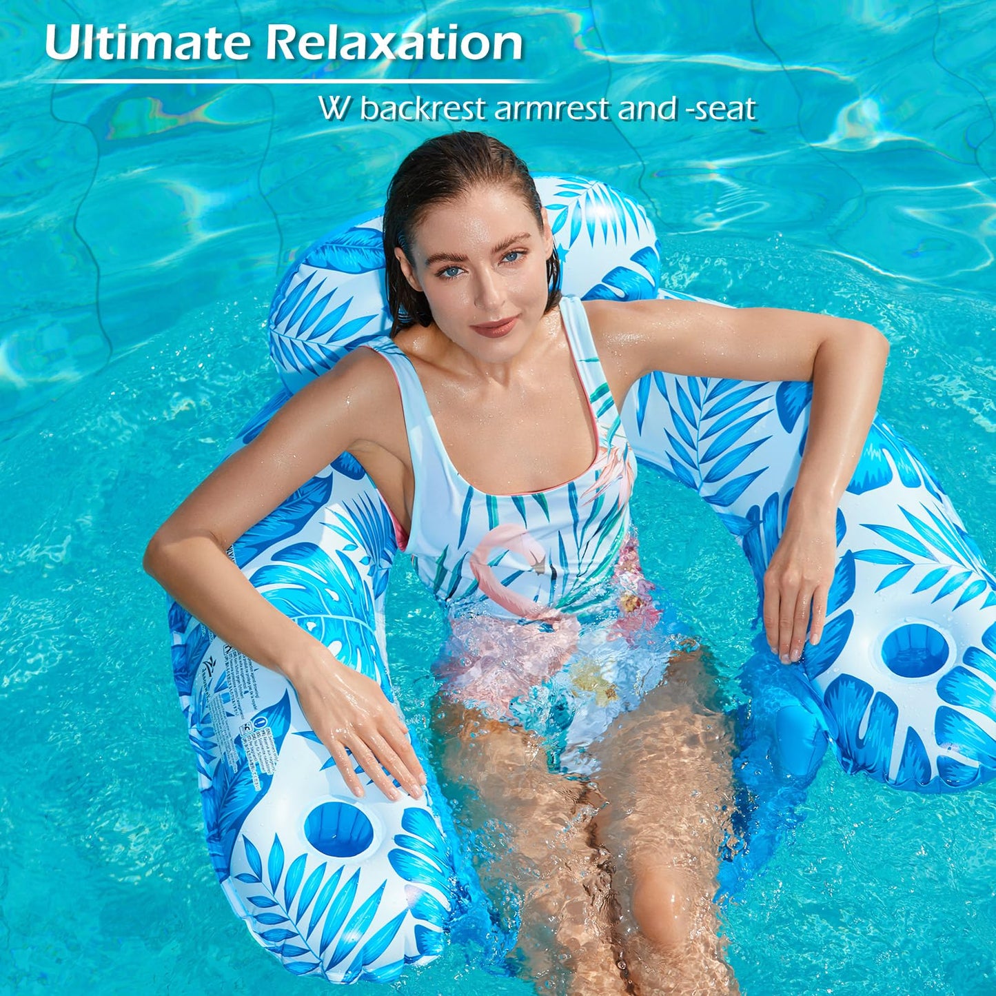 Jasonwell Pool Float with Canopy — Inflatable Pool Chair Lounger with Cup Holders