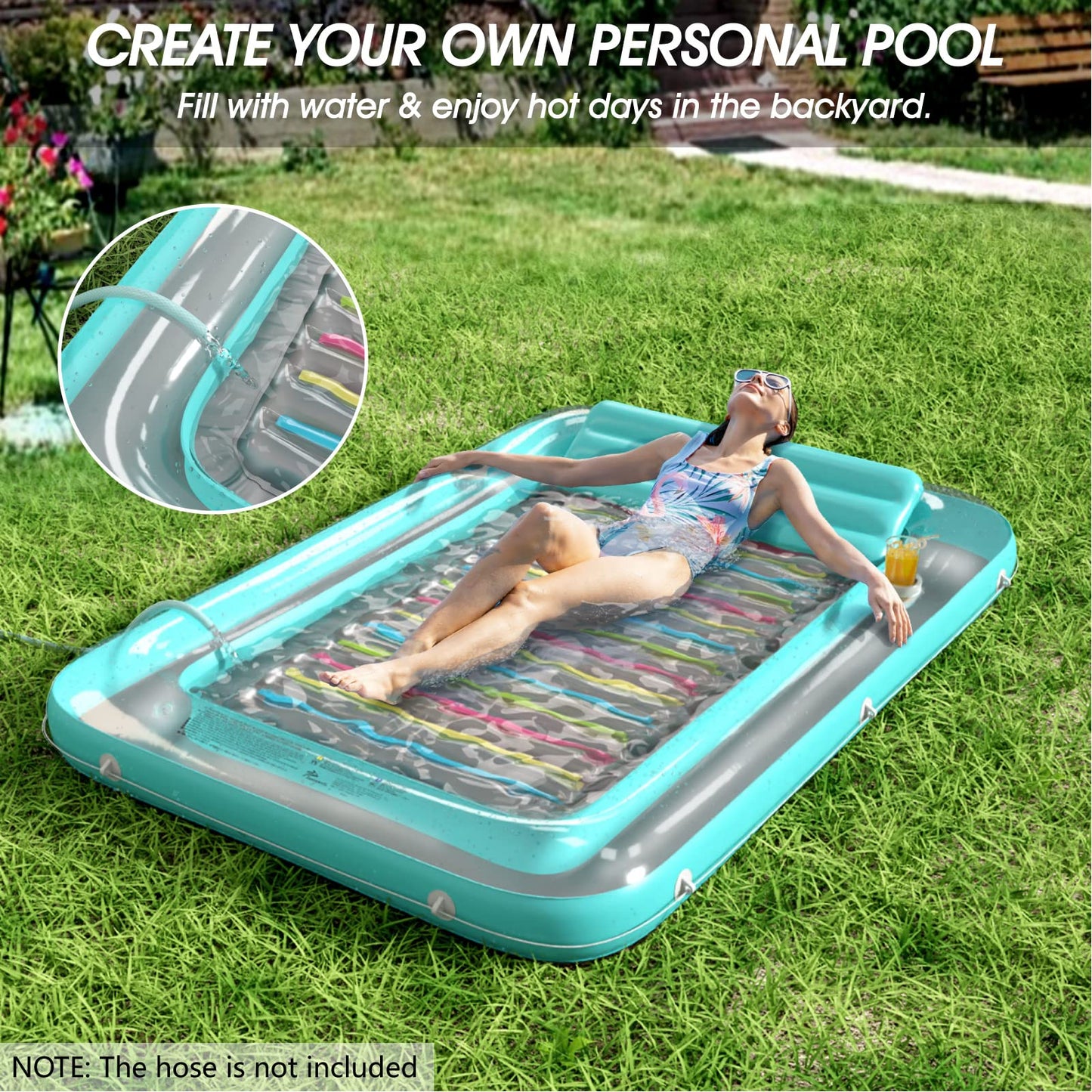Jasonwell Inflatable Tanning Pool Lounger – 4-in-1 XL Sun Tan Tub for Pool, Beach, or Lake