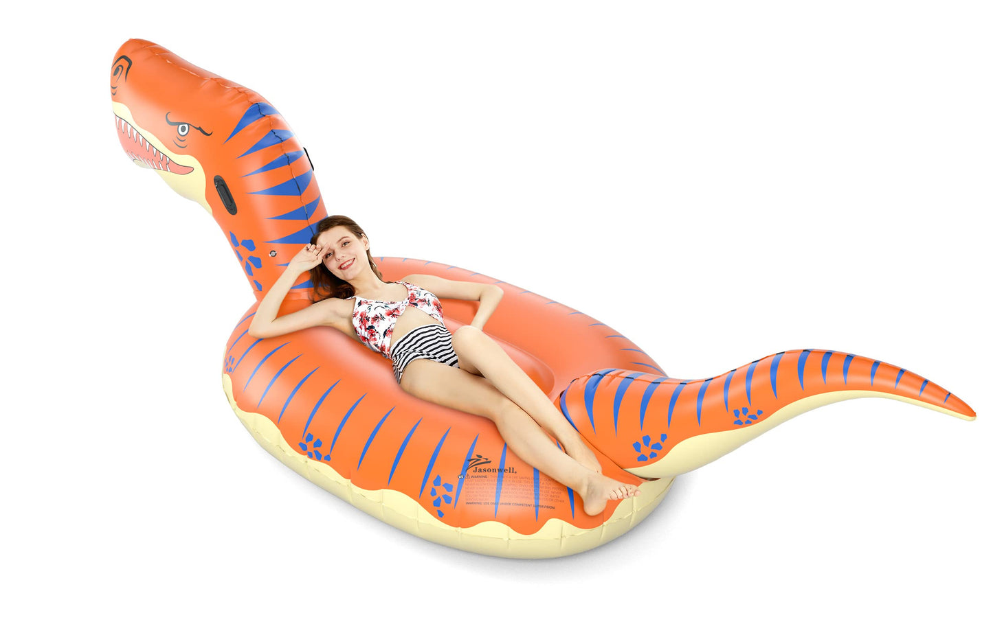 Jasonwell Giant 124in T-Rex Pool Float — UV-Resistant, Fast-Inflation Ride-On Dinosaur