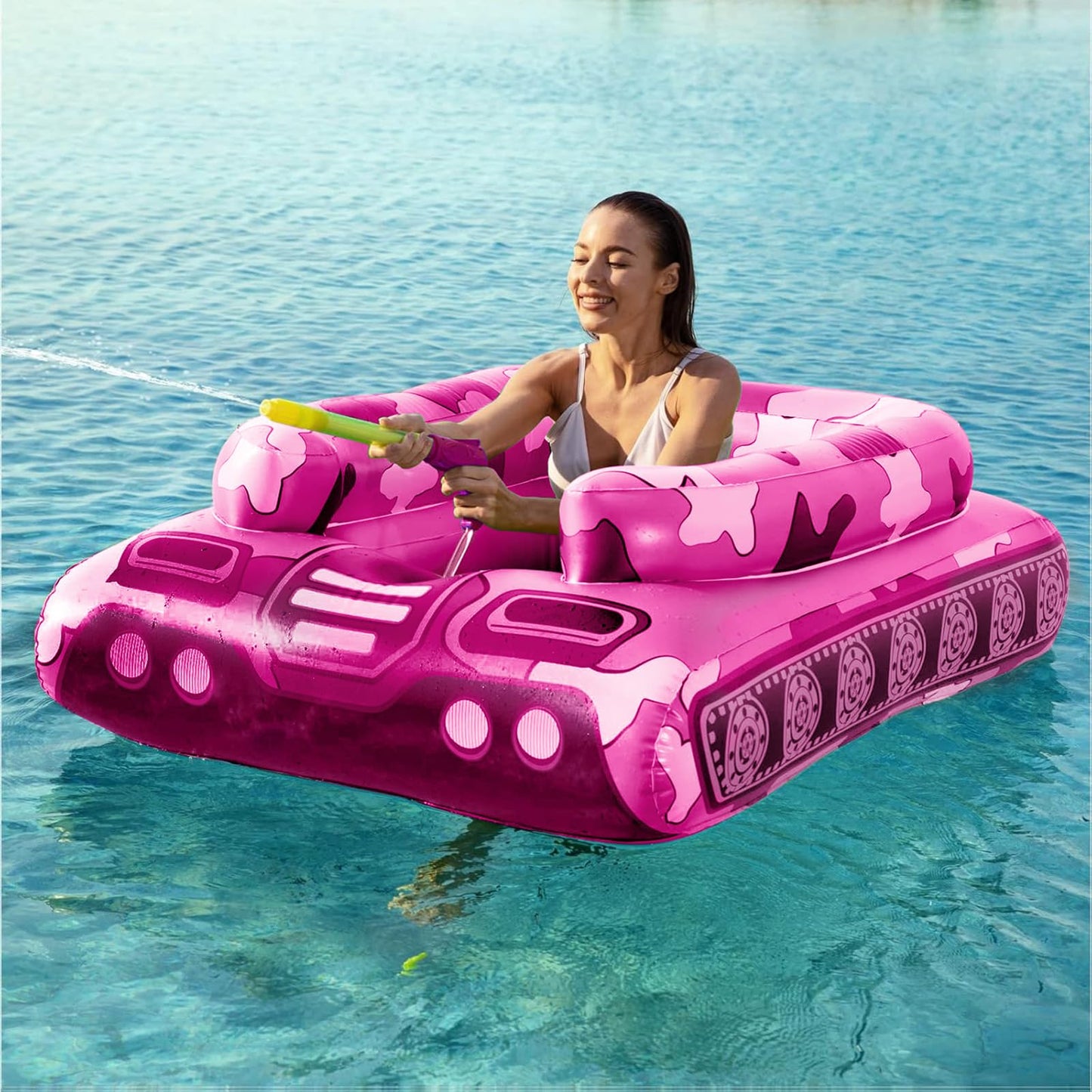 Jasonwell Inflatable Tank Pool Float with Water Cannon – Fun Pool Toy for Adults and Kids