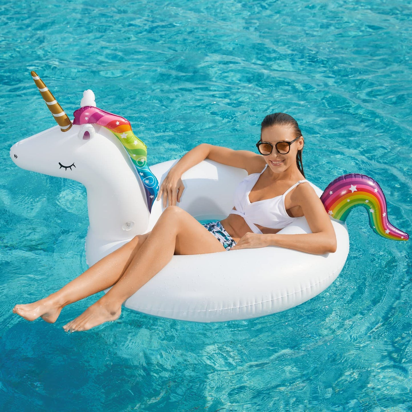 Jasonwell Inflatable Unicorn and Flamingo Pool Floats – 2 Pack