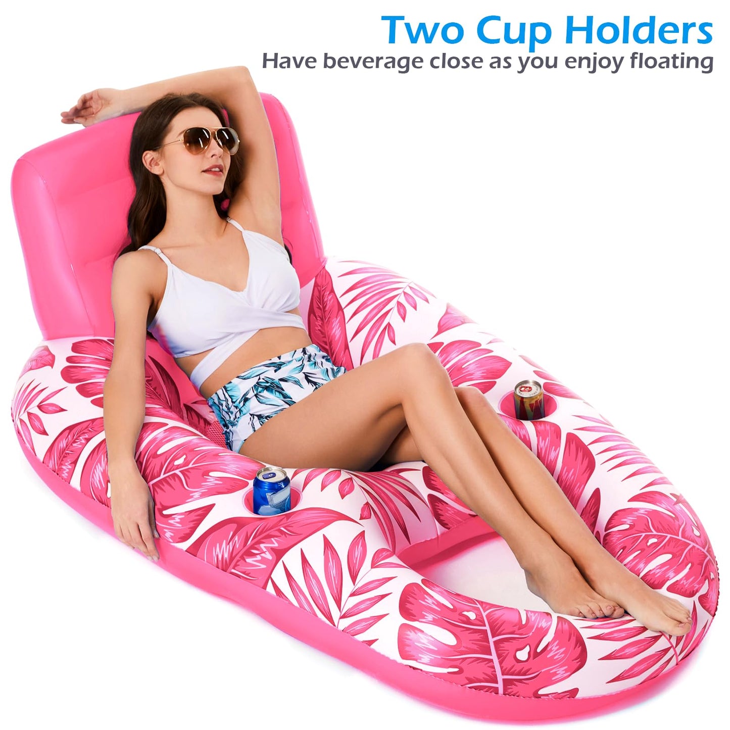 Jasonwell Inflatable Pool Float Adult – Lounger with Cup Holders & Cooling Mesh