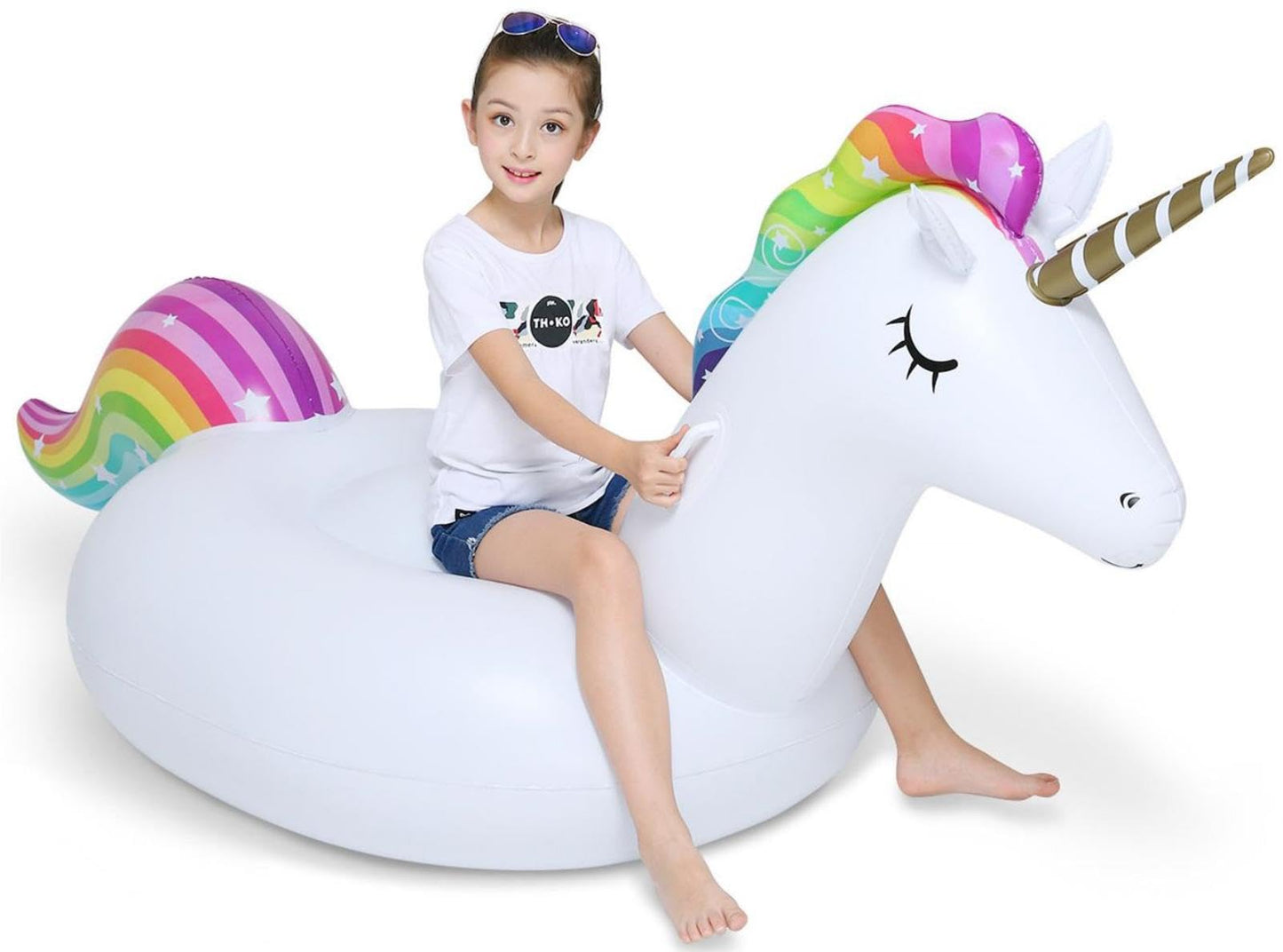 Jasonwell Big Unicorn Pool Float – 82 Inch Giant Ride-On with Fast Valves