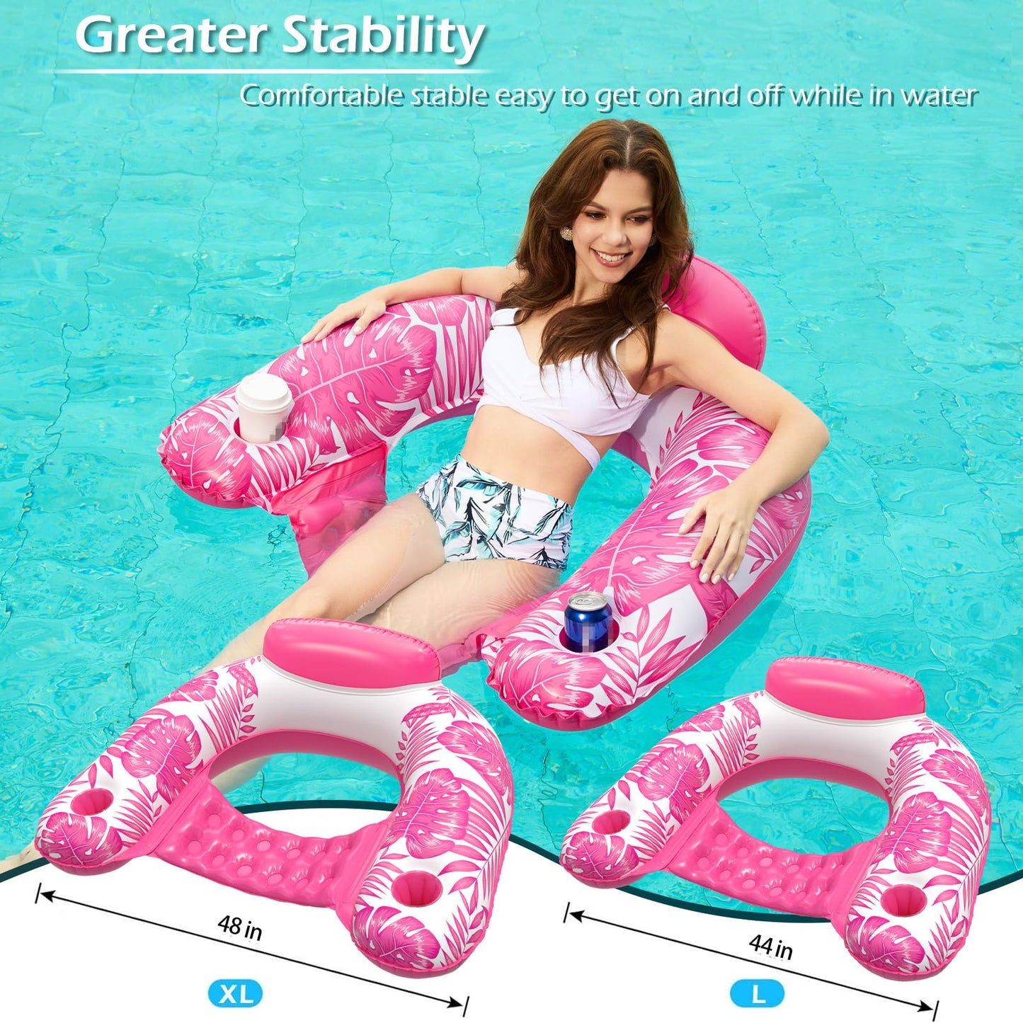 Jasonwell Inflatable Pool Float Chair – Lounge Lounger with Cup Holder (Adults)