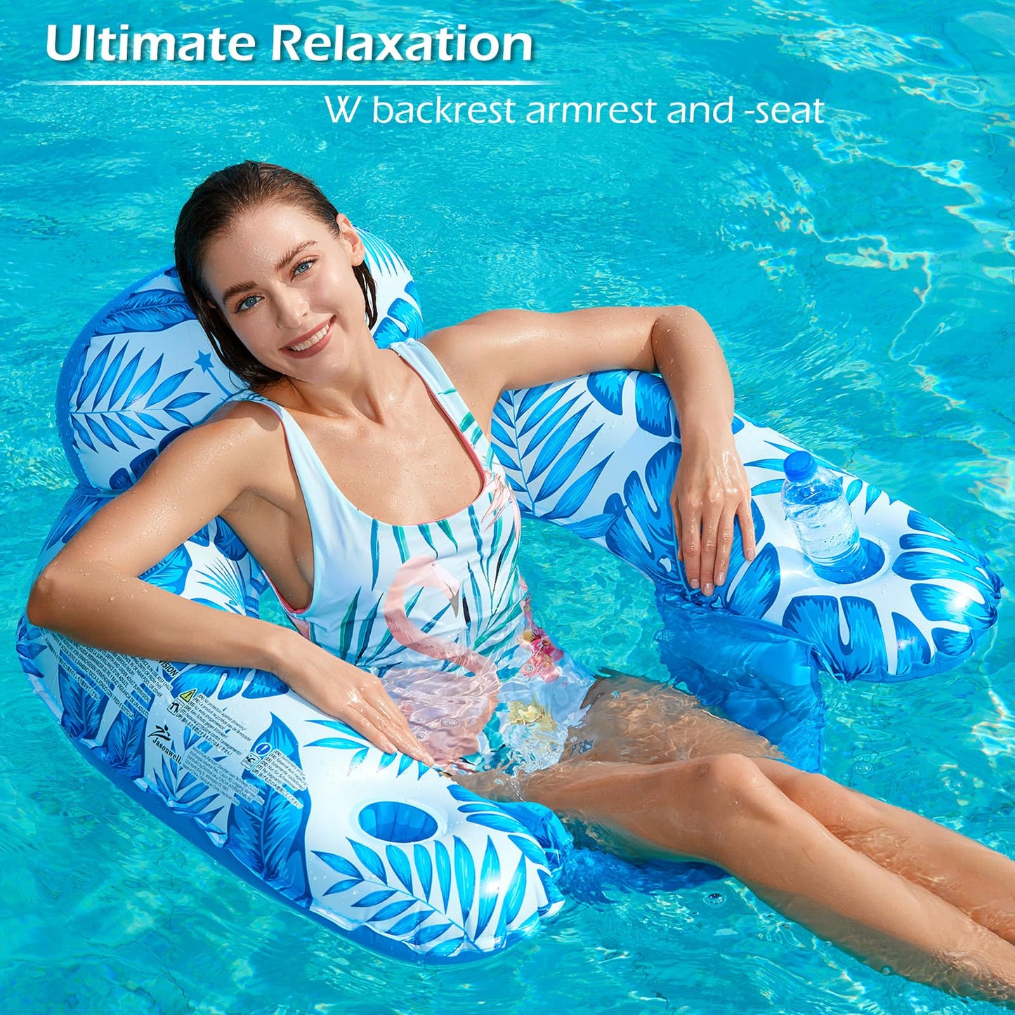 Jasonwell Inflatable Pool Float Chair - Lounge Lounger with Cup Holders for Adults