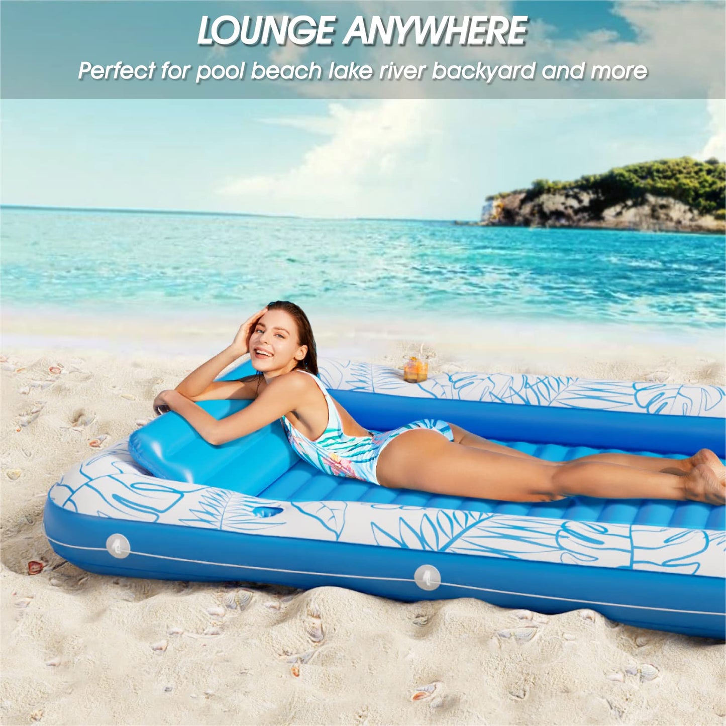 Jasonwell Inflatable Tanning Pool Lounger 4 in 1 – XL 80x56 Sun Tan Tub