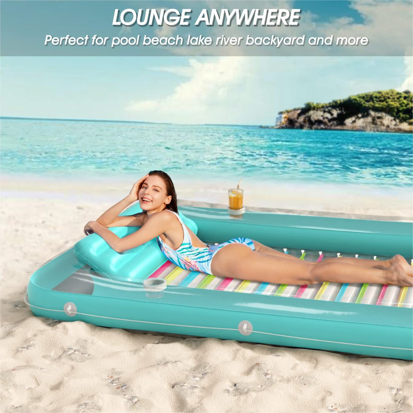 Jasonwell Inflatable Tanning Pool Lounger – 4-in-1 XL Sun Tan Tub for Pool, Beach, or Lake