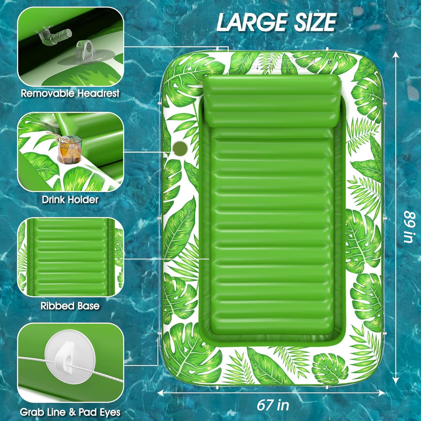 Jasonwell Inflatable Tanning Pool Lounger – 4-in-1 Sun Tan Tub, Water-Filled Pool Float
