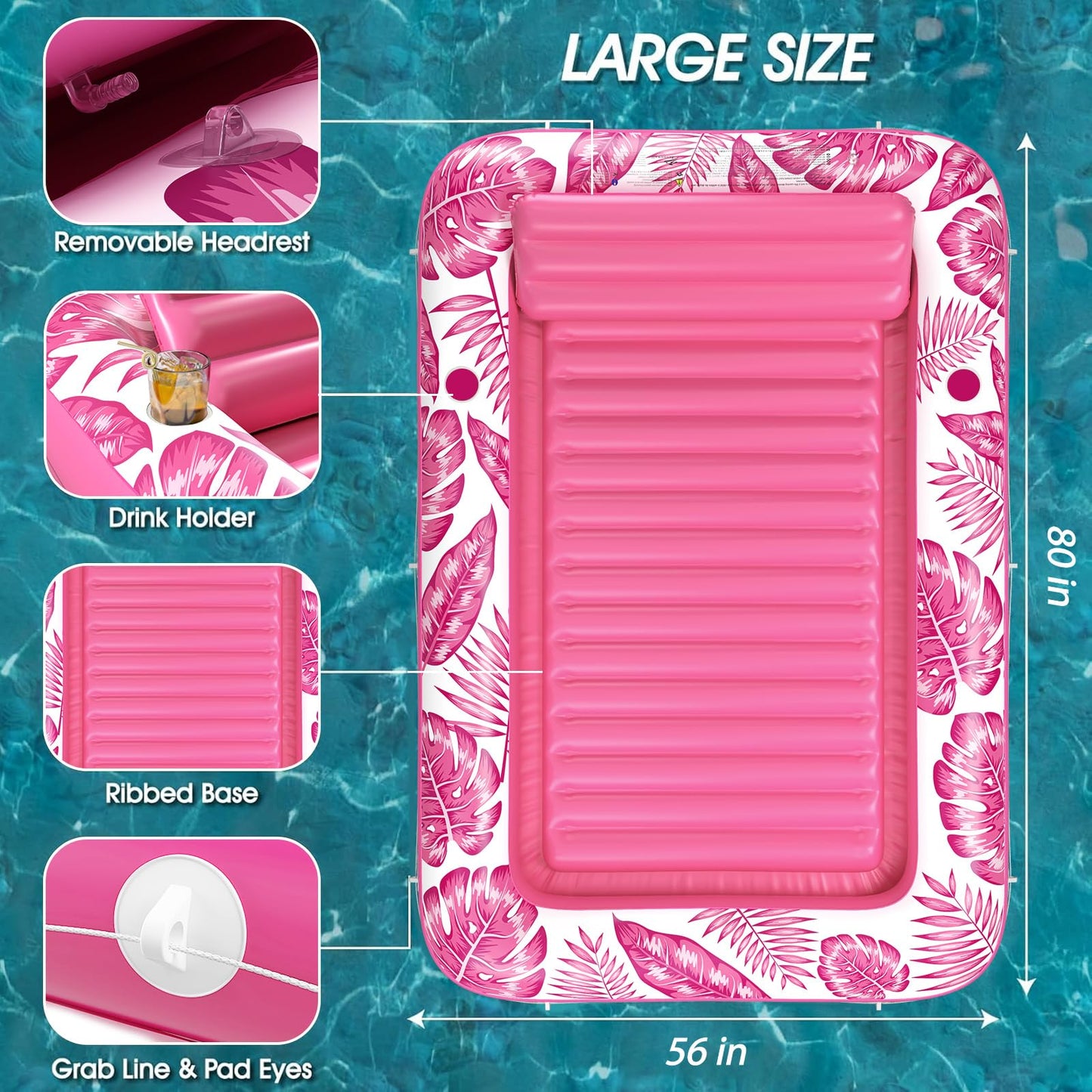 Jasonwell 4-in-1 Inflatable Tanning Pool Lounger | Sun Tan Tub & Pool Float