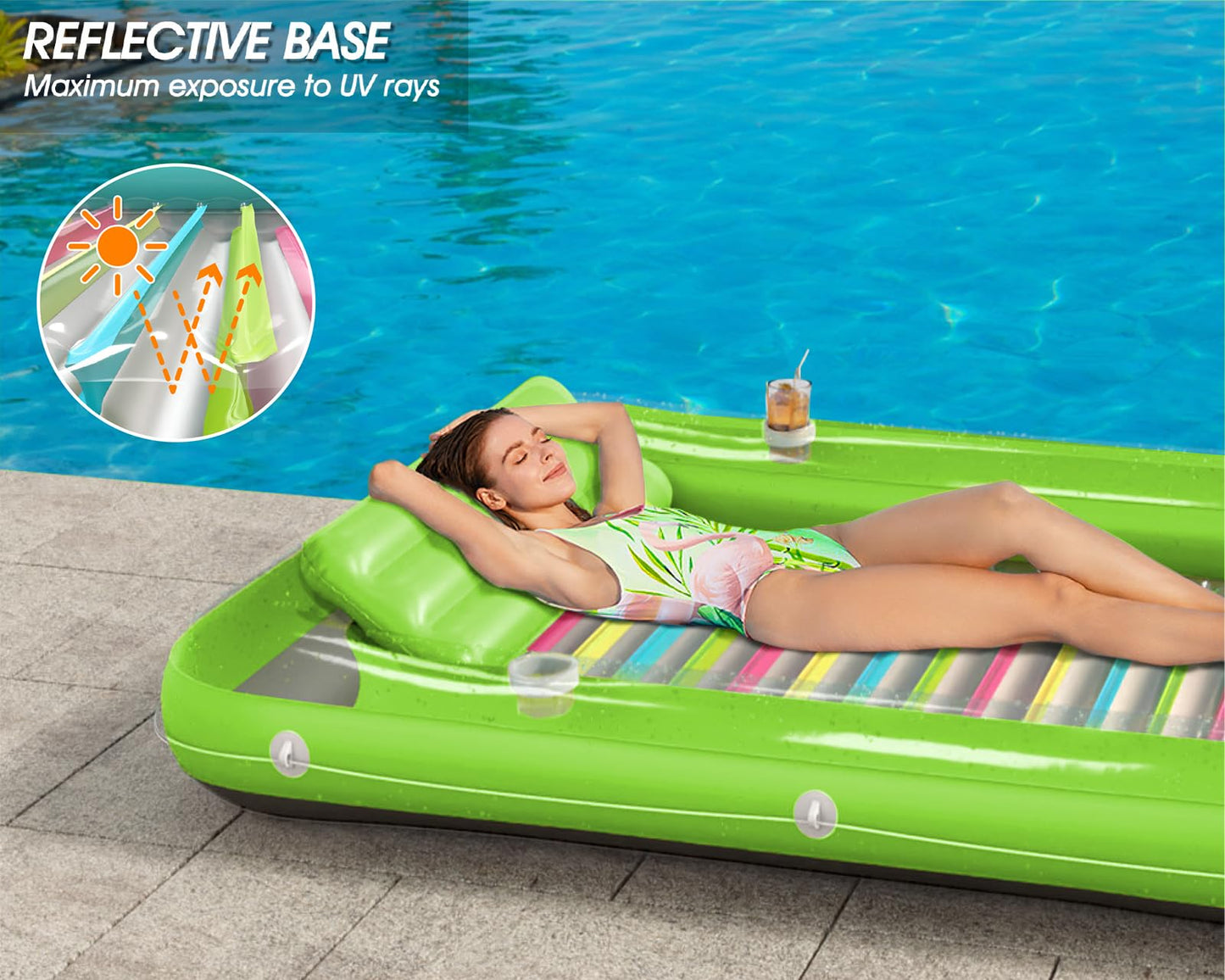 Jasonwell Inflatable Tanning Pool Lounger – 4-in-1 Sun Tan Tub (80x56 in)