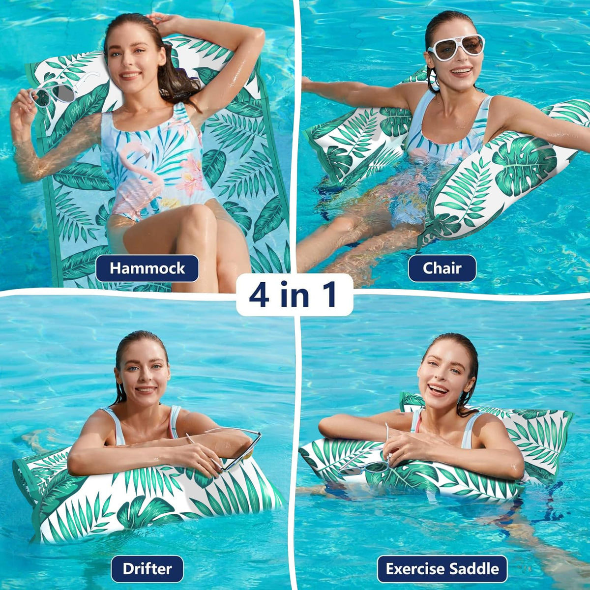 Jasonwell Water Hammock Pool Float – 4-in-1 Lounge Chair, Hammock, Saddle, Drifter