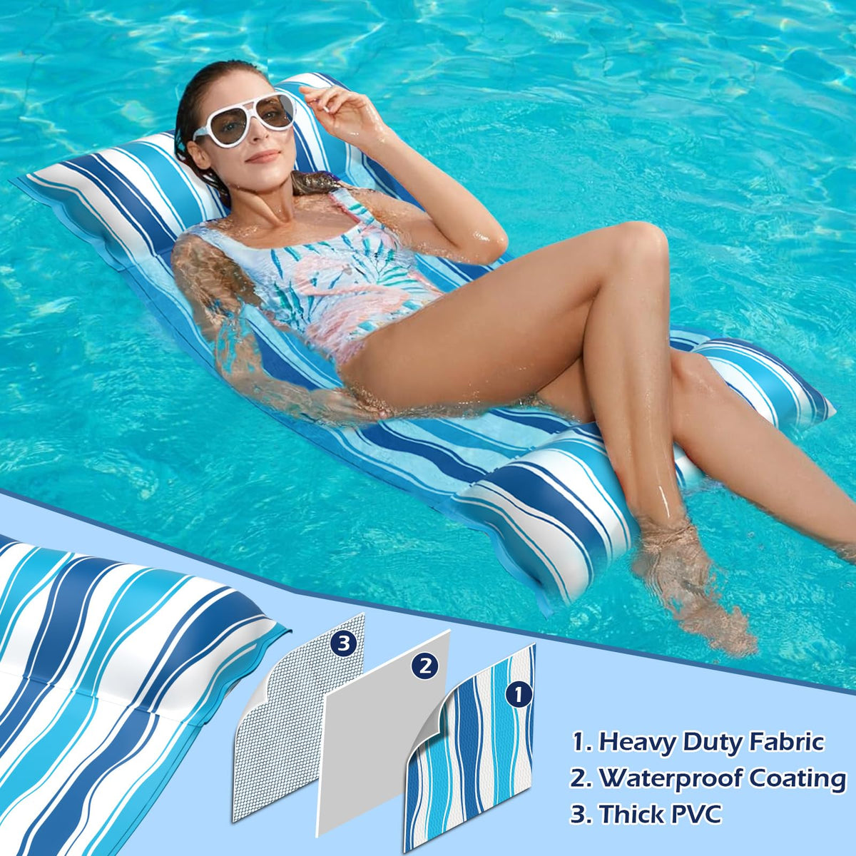 Jasonwell Water Hammock Pool Float – 4-in-1 Lounge Chair, Hammock, Saddle, Drifter