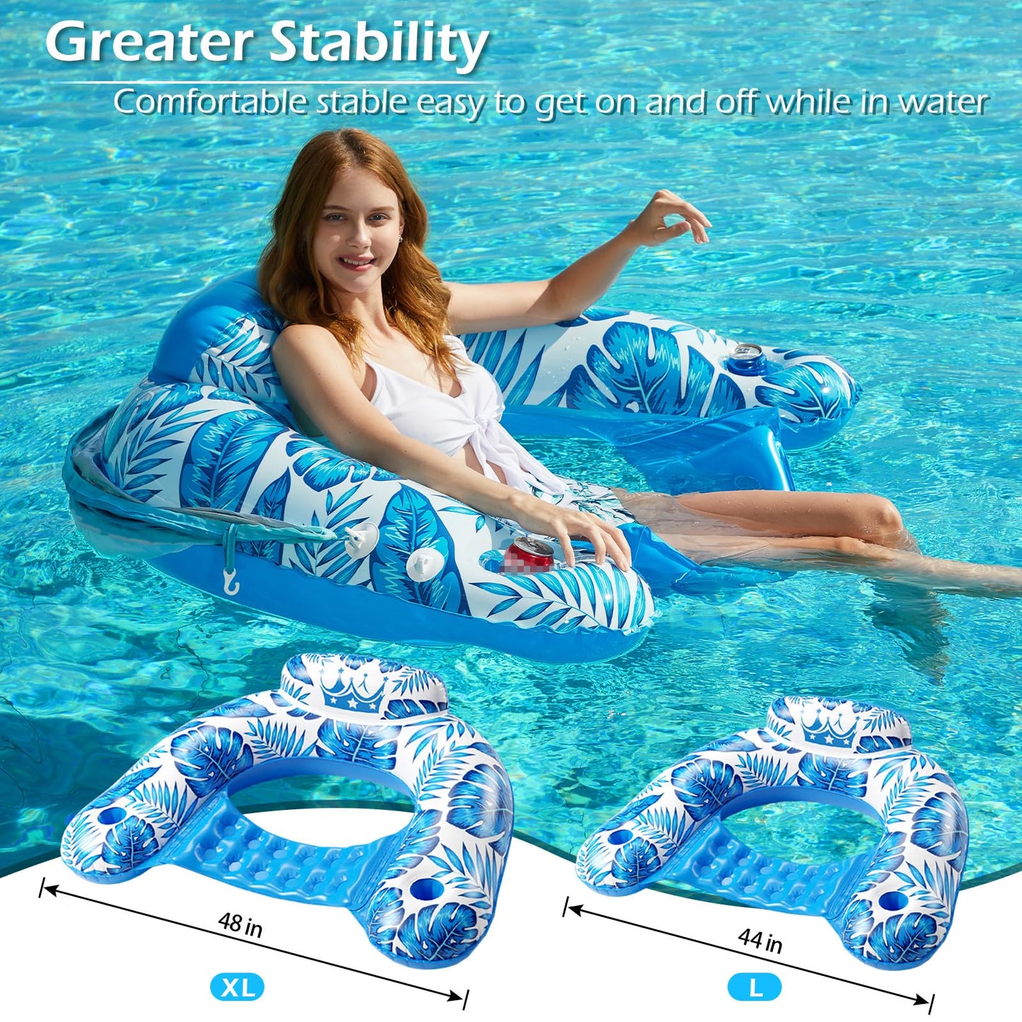 Jasonwell Pool Float with Canopy — Inflatable Pool Chair Lounger with Cup Holders
