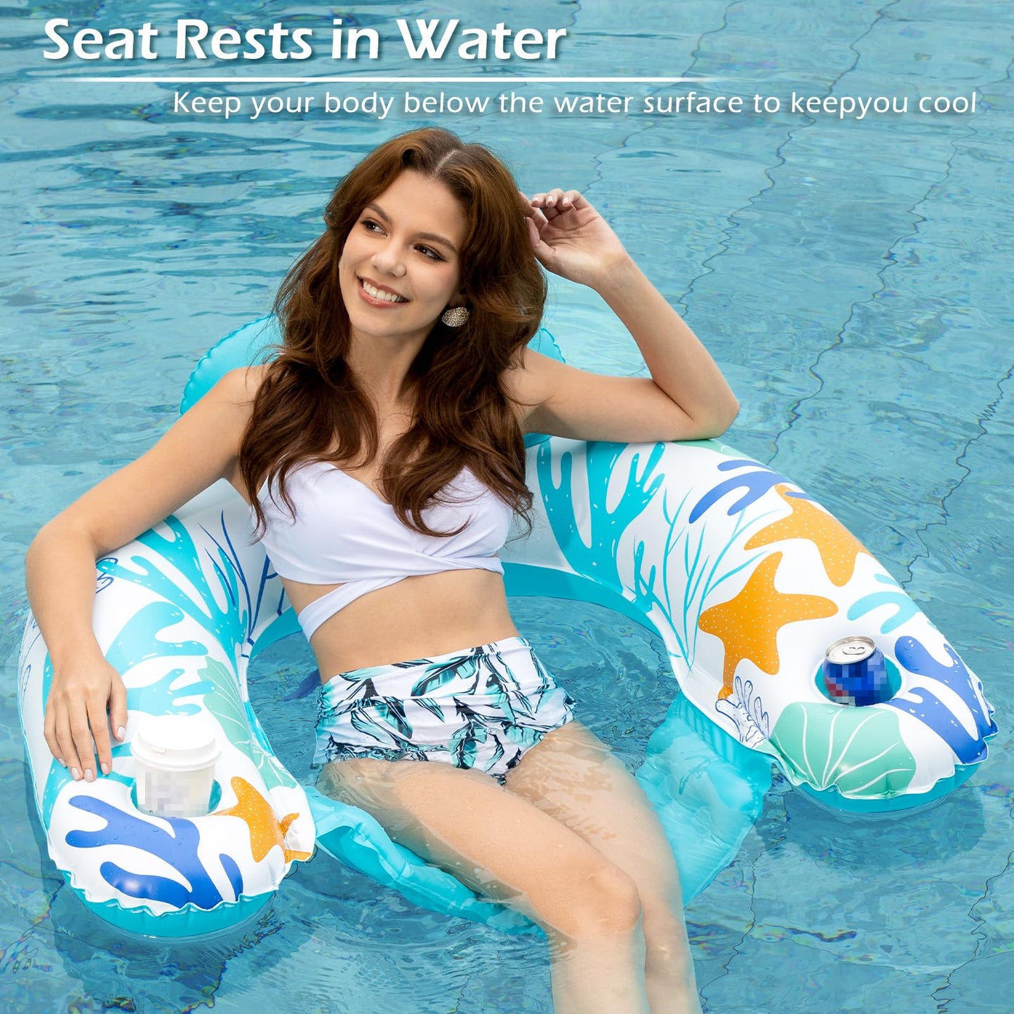Jasonwell Inflatable Pool Float Chair – Durable Lounge with Cup Holder