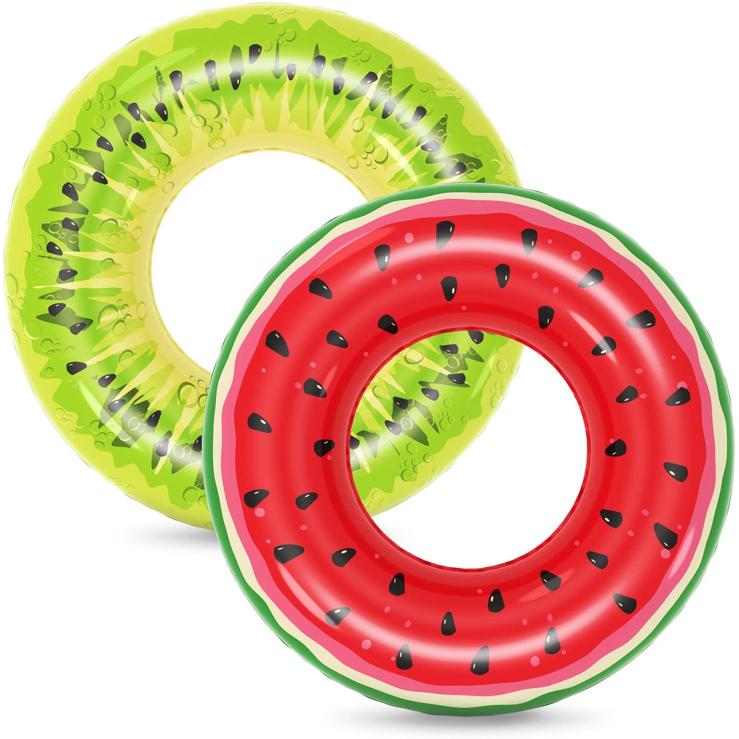 Jasonwell 2-Pack Fruit Pool Floats – Watermelon & Kiwi for Kids & Adults