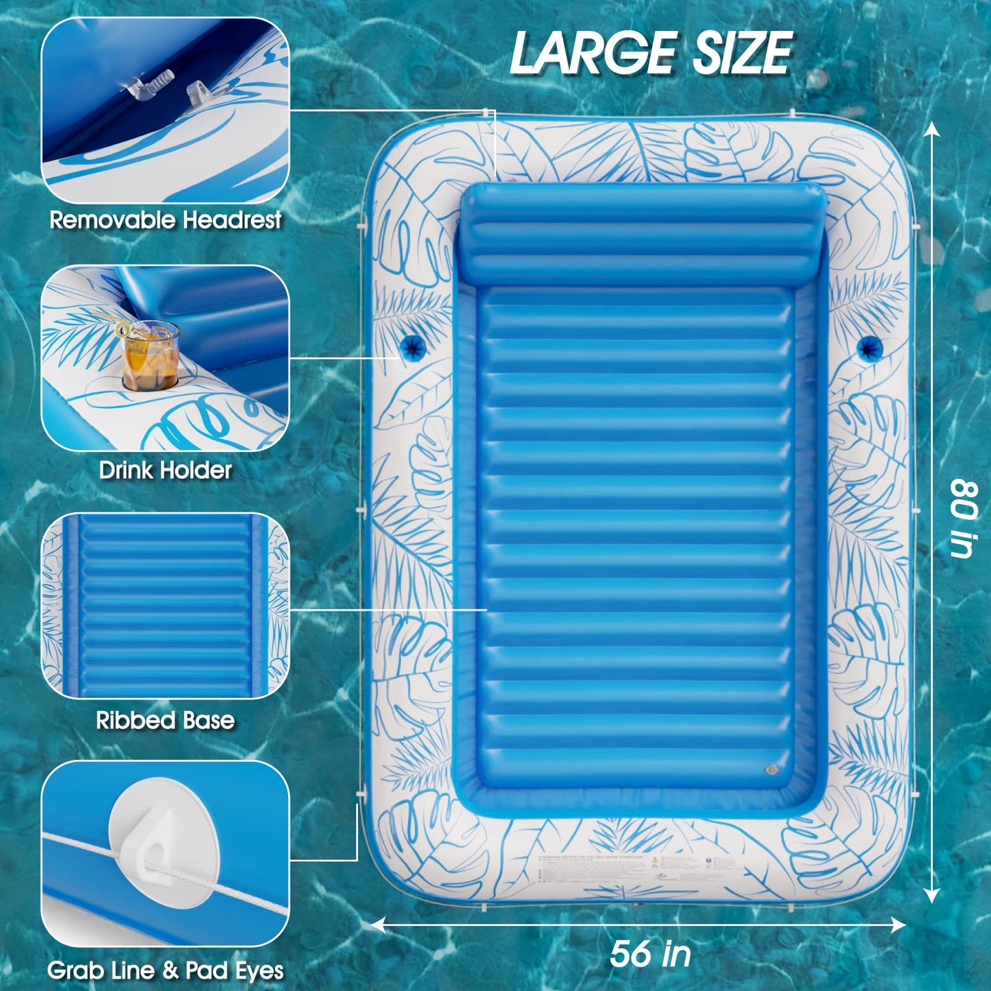 Jasonwell Inflatable Tanning Pool Lounger 4 in 1 – XL 80x56 Sun Tan Tub