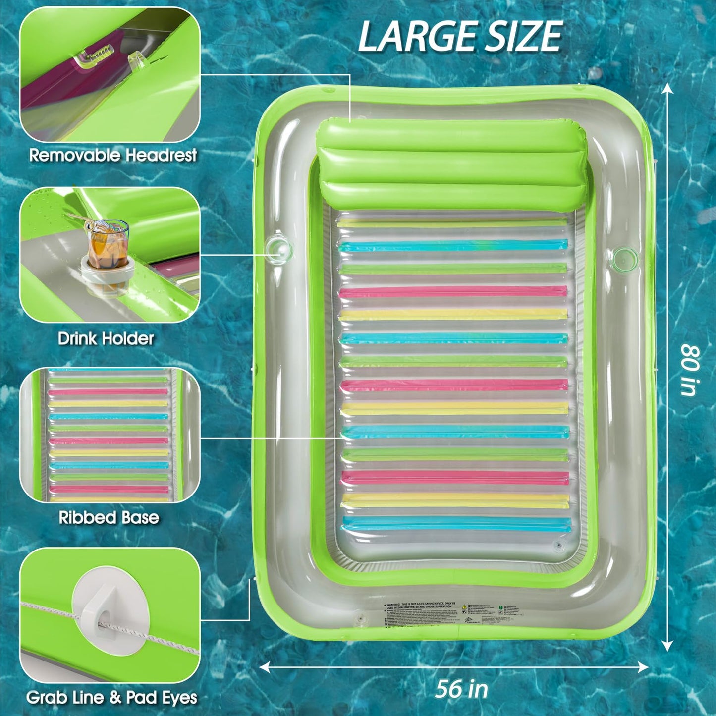 Jasonwell Inflatable Tanning Pool Lounger – 4-in-1 Sun Tan Tub (80x56 in)