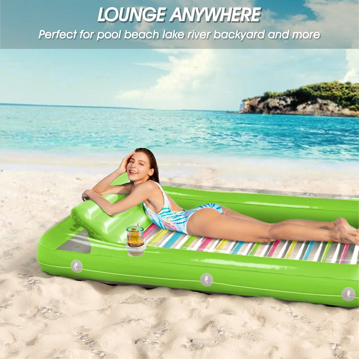 Jasonwell 4-in-1 Inflatable Tanning Pool Lounger – Sun Tan Tub for Adults