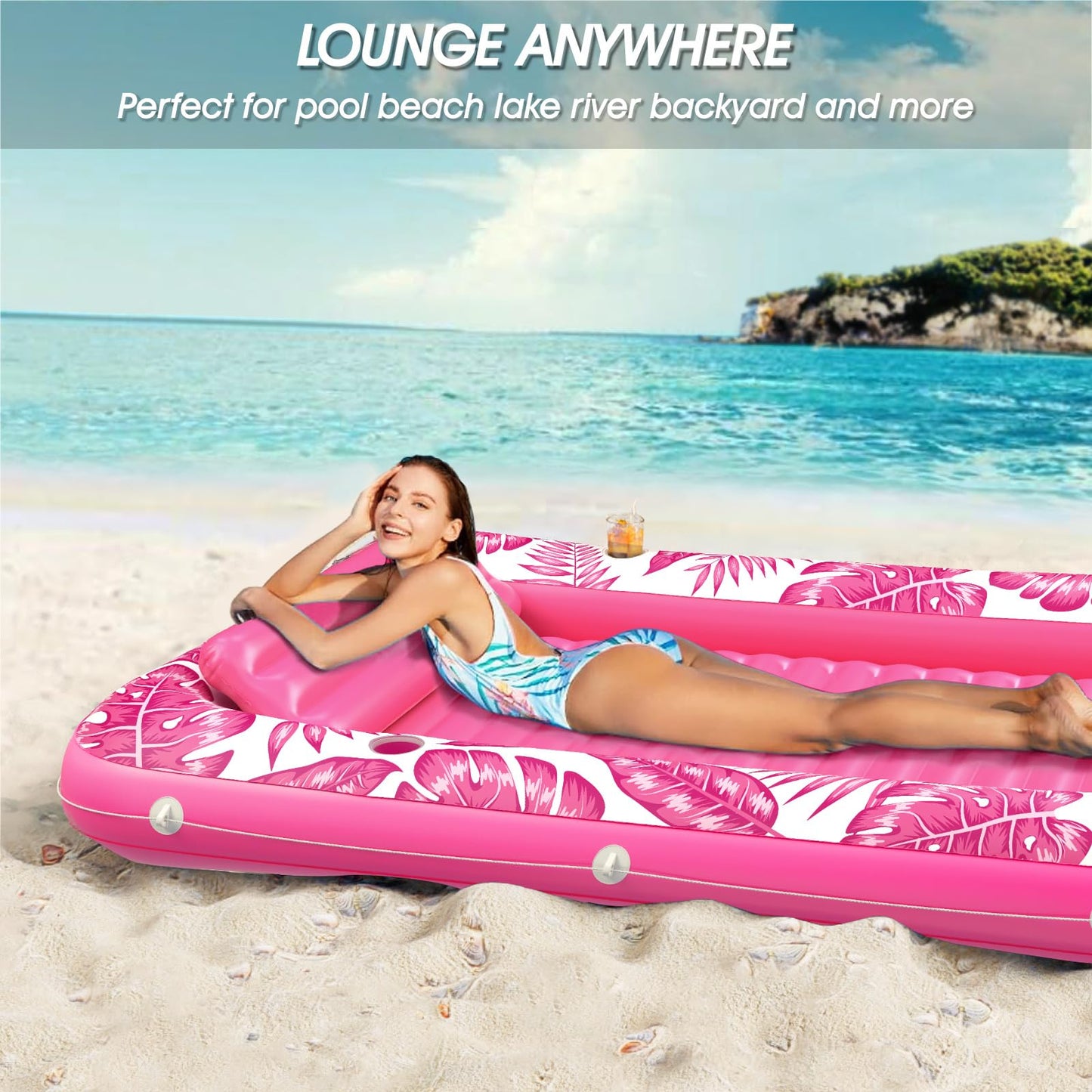 Jasonwell 4-in-1 Inflatable Tanning Pool Lounger | Sun Tan Tub & Pool Float