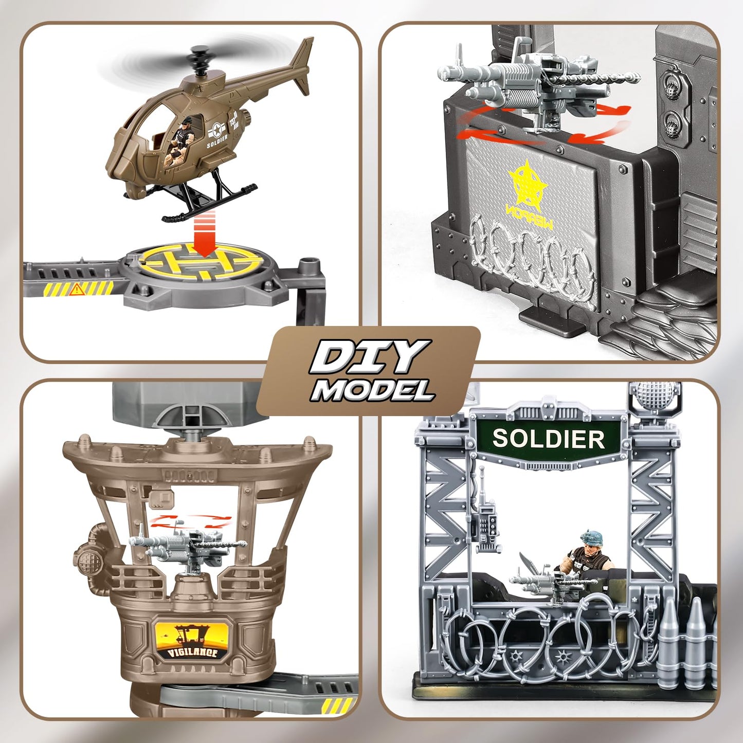 JASSKKBO 88-in-1 Army Men Toys Set — Military Base, Vehicles, and Action Figures