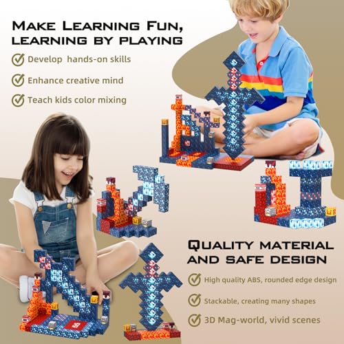 JauniQ Magnetic Blocks – STEM Building Toys for Kids 3-8 | Creative, Open-Ended Play