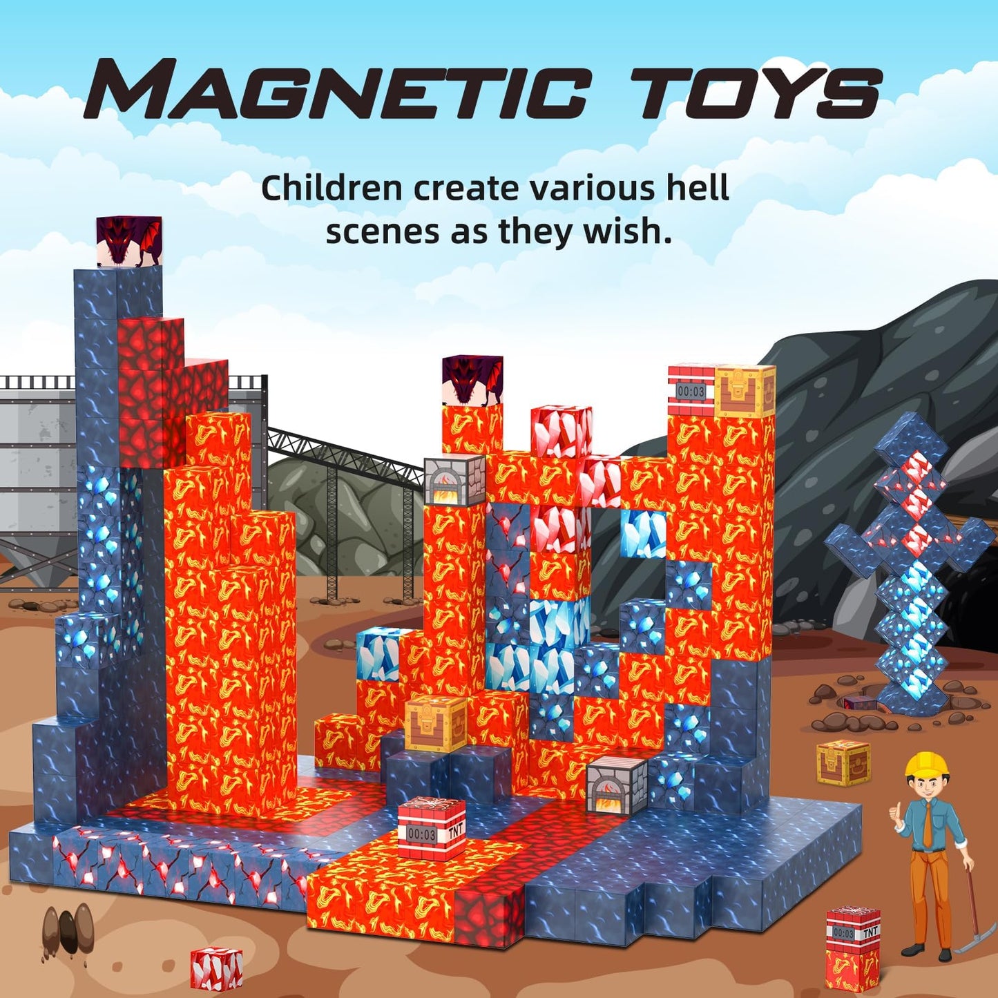 JauniQ Magnetic Blocks – STEM Building Toys for Kids 3-8 | Creative, Open-Ended Play