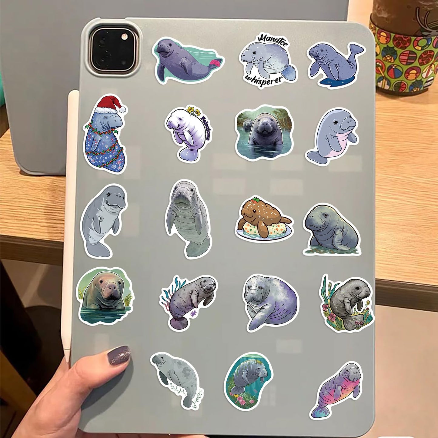 Jaurney Cute Manatee Waterproof Stickers – 50Pcs Vinyl Decals for Water Bottles & Gear