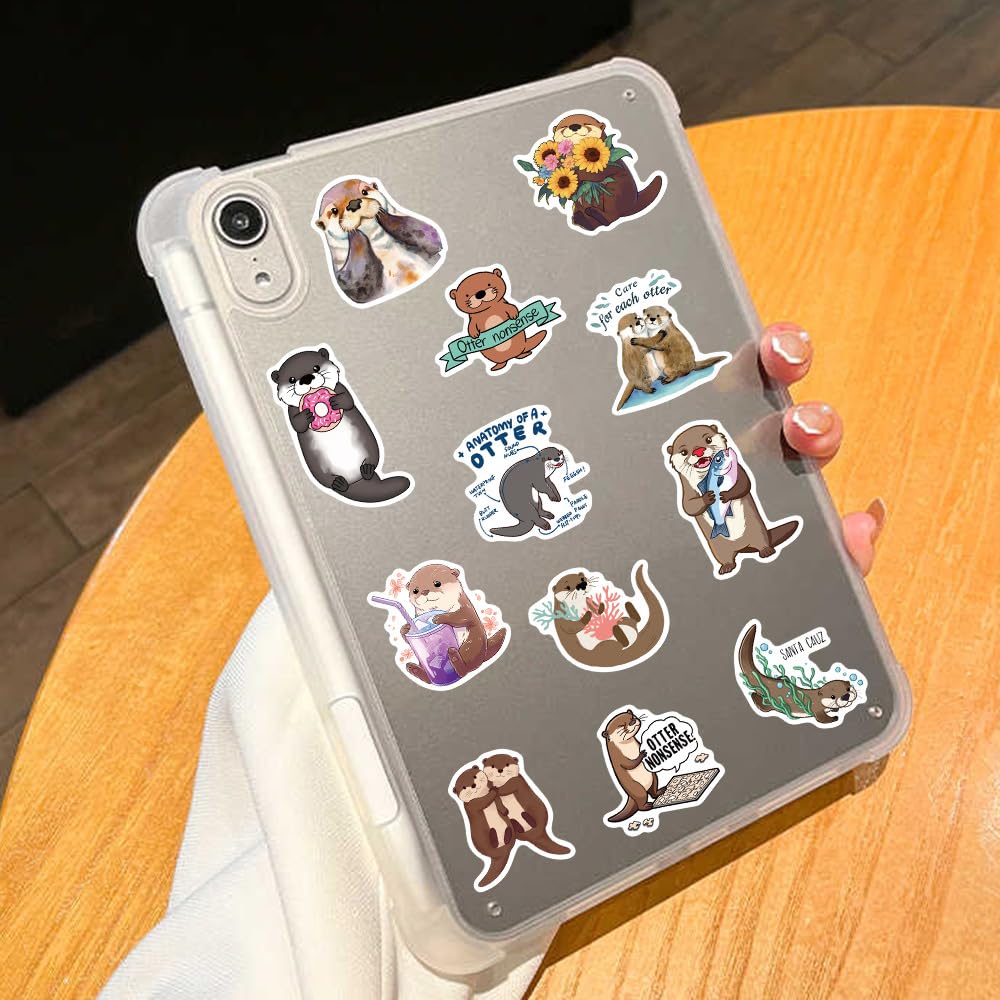 Jaurney Cute Otter Stickers – 50 Waterproof Kawaii Animals for Laptops & Water Bottles