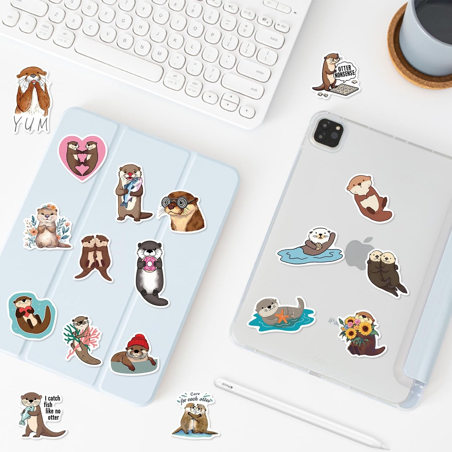 Jaurney Cute Otter Stickers – 50 Waterproof Kawaii Animals for Laptops & Water Bottles