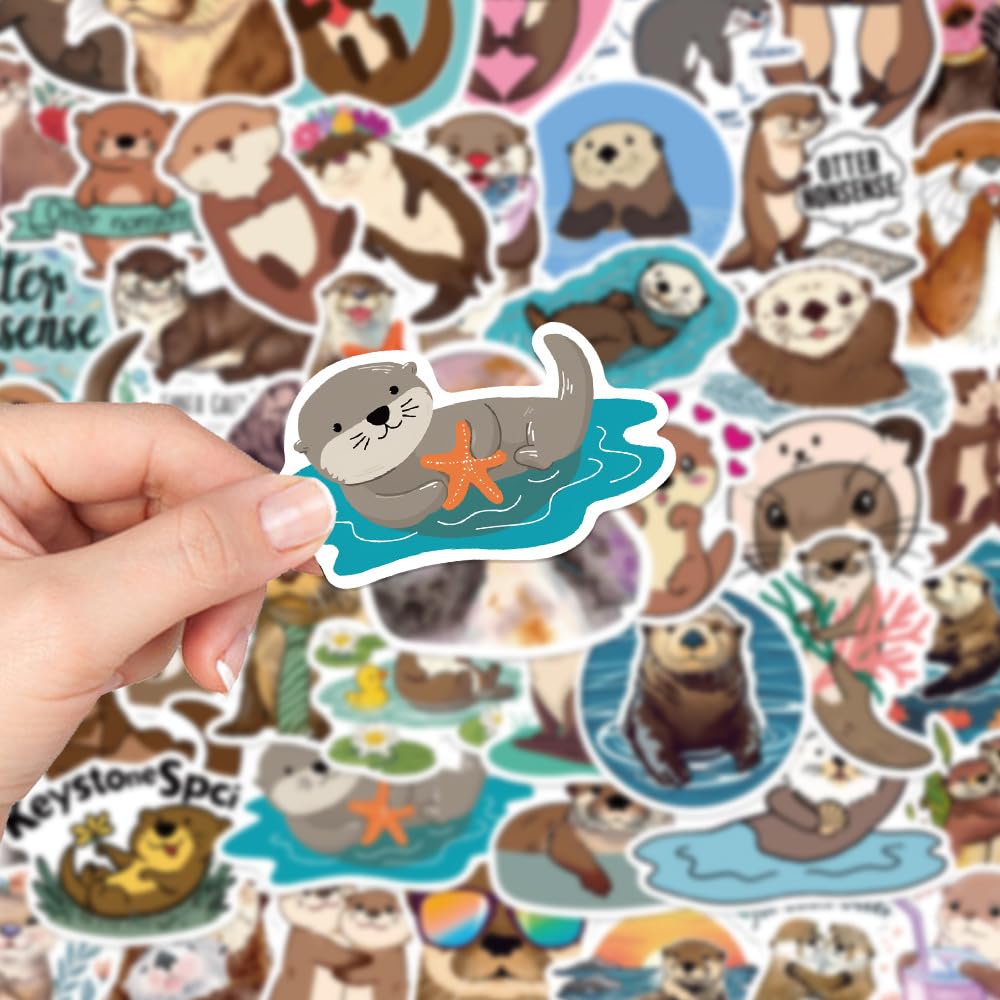 Jaurney Cute Otter Stickers – 50 Waterproof Kawaii Animals for Laptops & Water Bottles