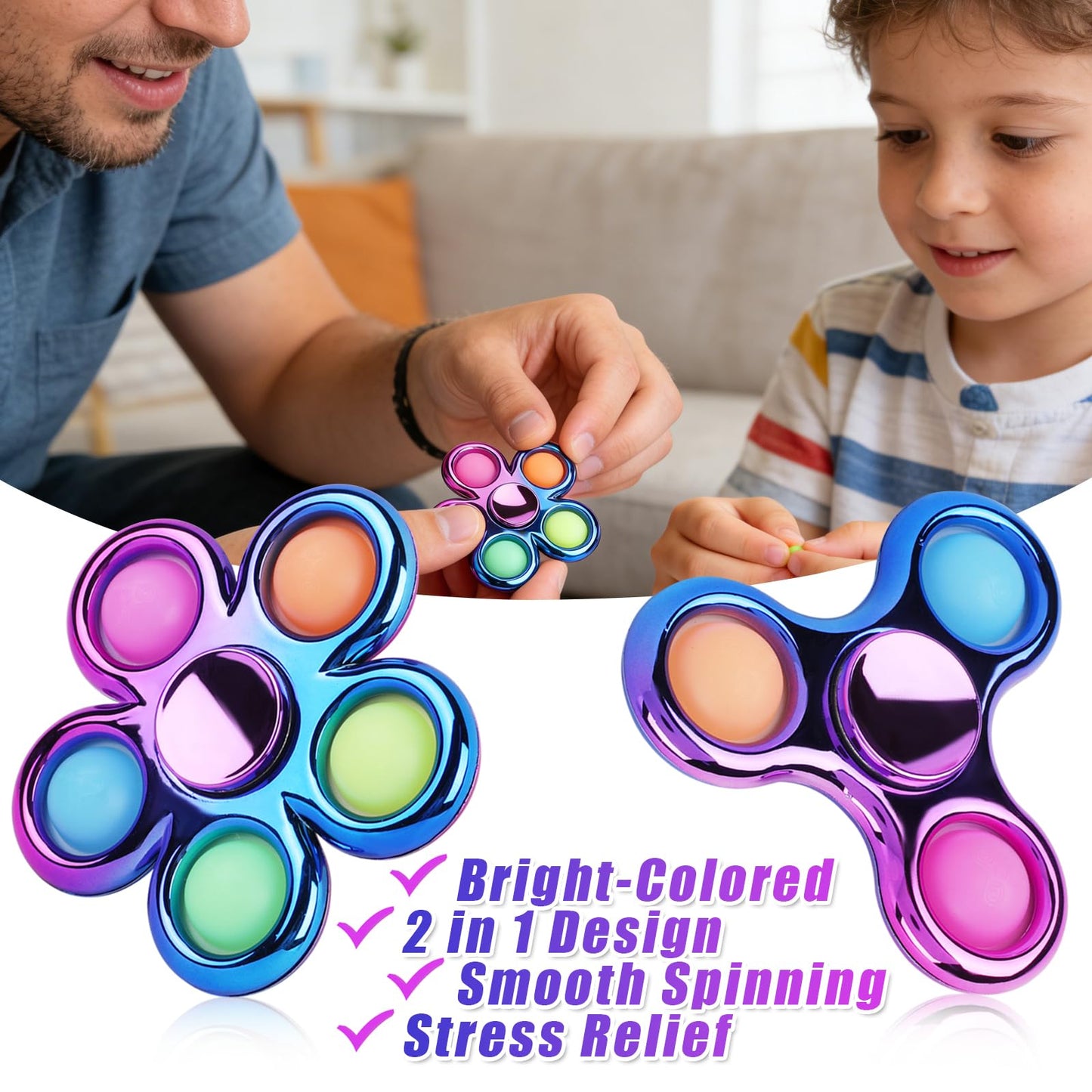 Jawhock Pop Fidget Spinner 3-Pack – Valentines Day Gifts, Sensory Toys for Kids & Adults